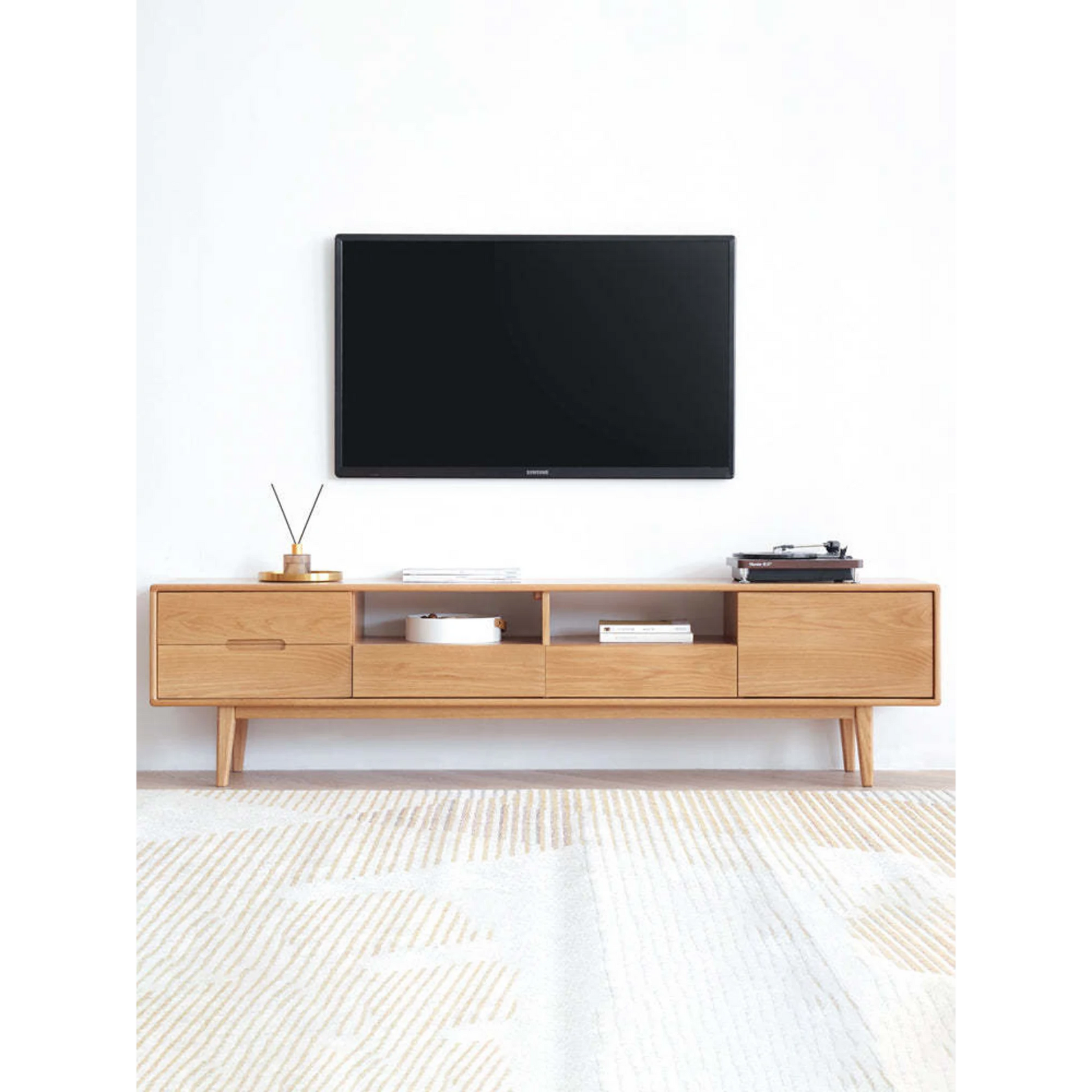 Solidwood Bailey TV Stand, 150x32x45CM, Natural Wood