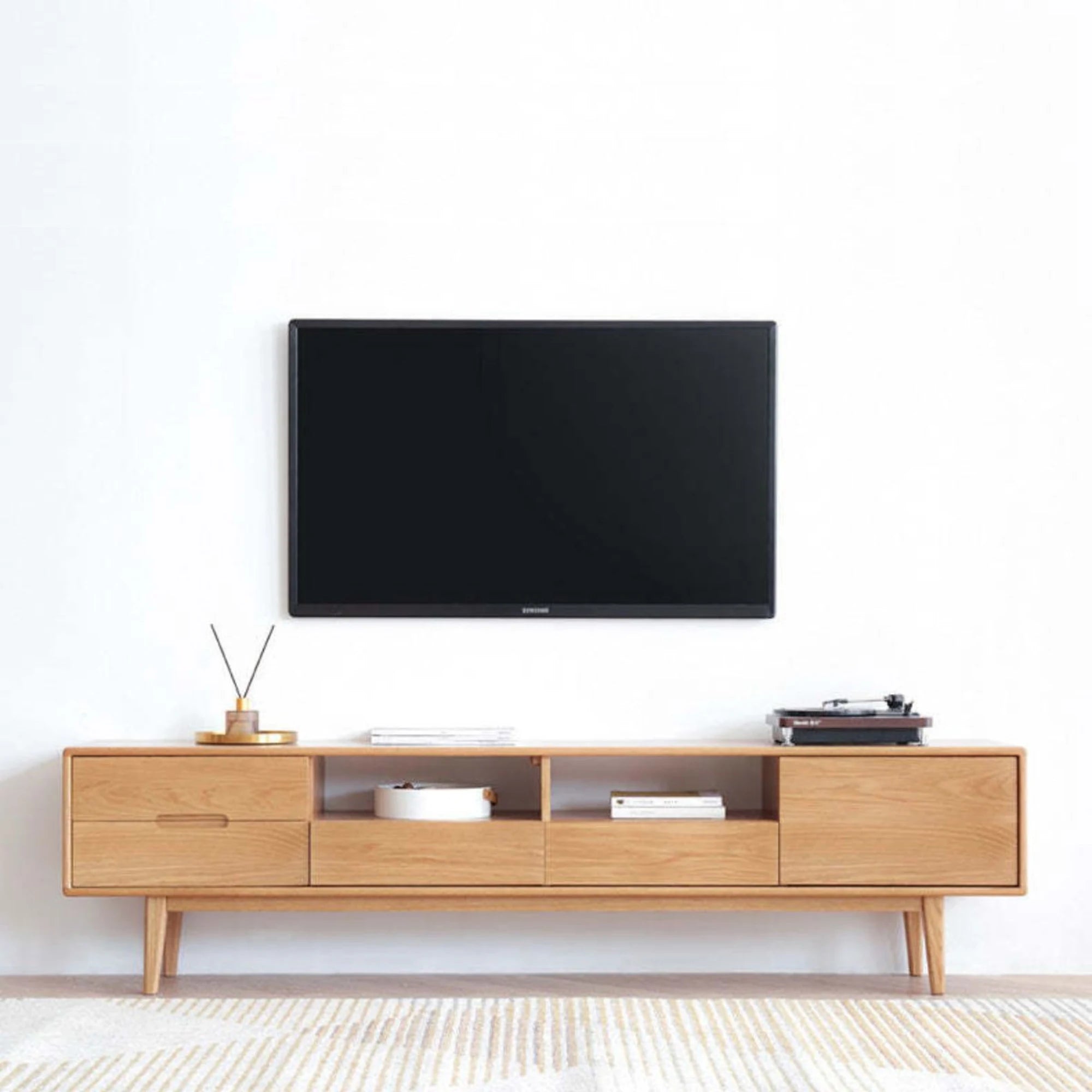 Solidwood Bailey TV Stand, 180x32x45CM, Natural Wood