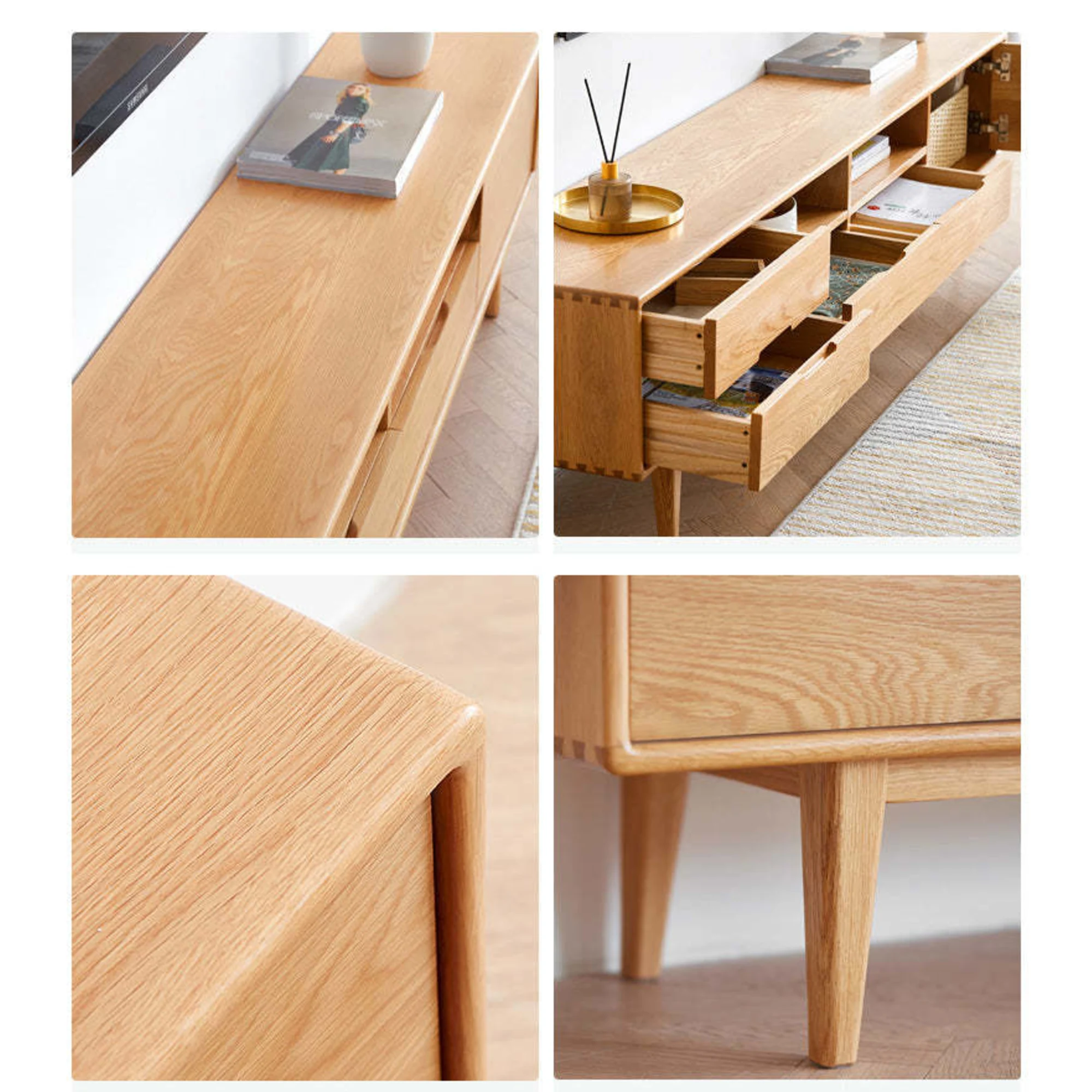 Solidwood Bailey TV Stand, 180x32x45CM, Natural Wood