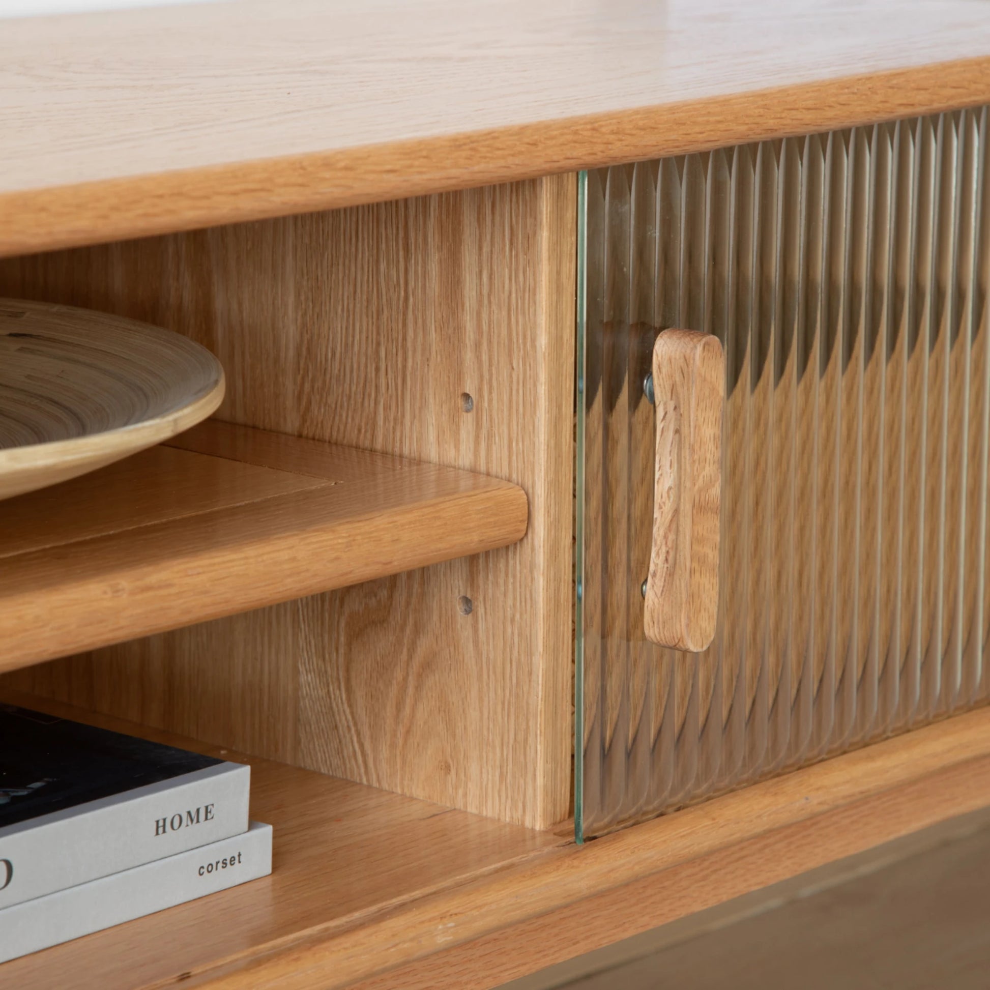 Solidwood Bailey TV Stand, 120x32CM, Natural Wood