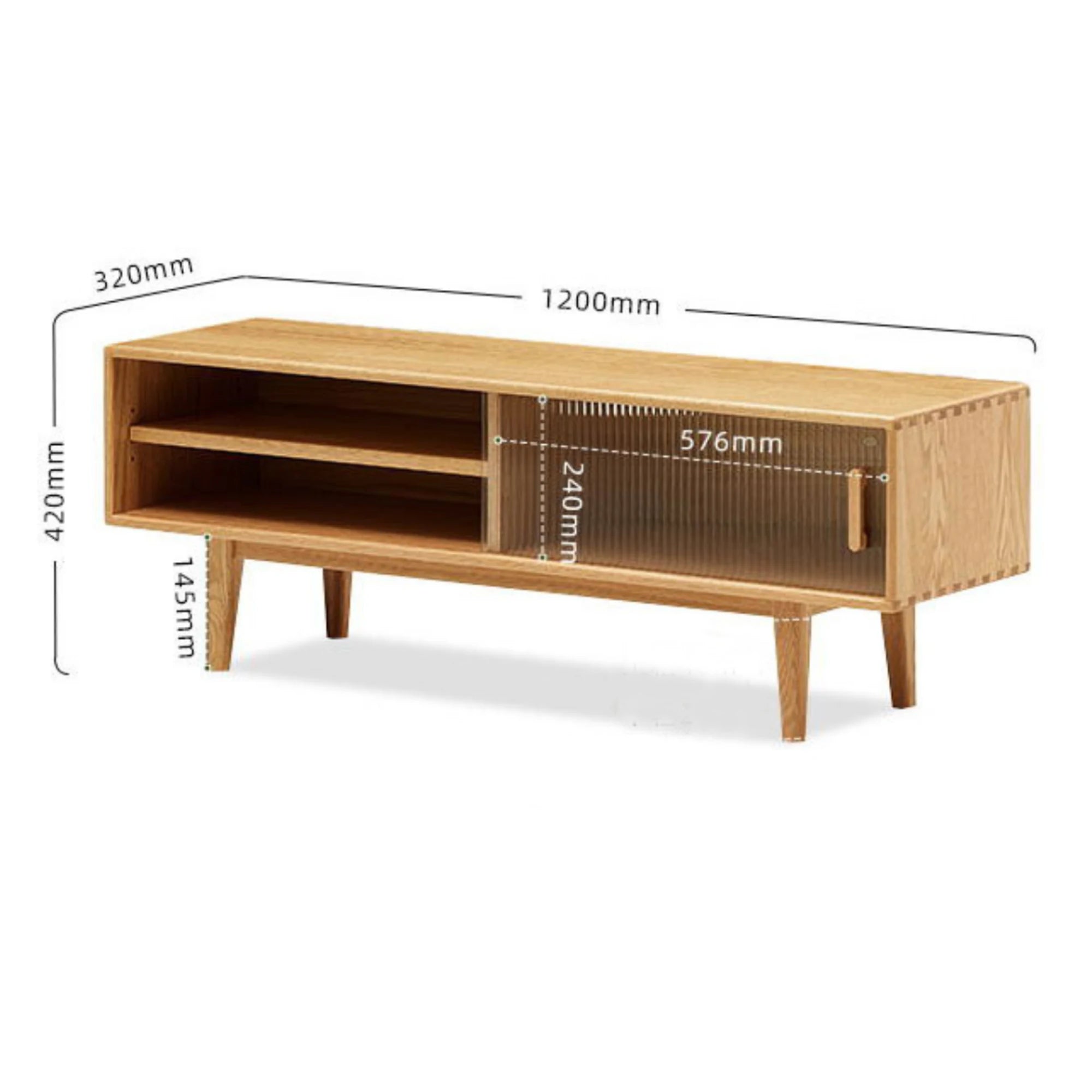 Solidwood Bailey TV Stand, 120x32CM, Natural Wood
