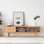 Solidwood Bailey TV Stand, 150x32x42CM, Natural Wood
