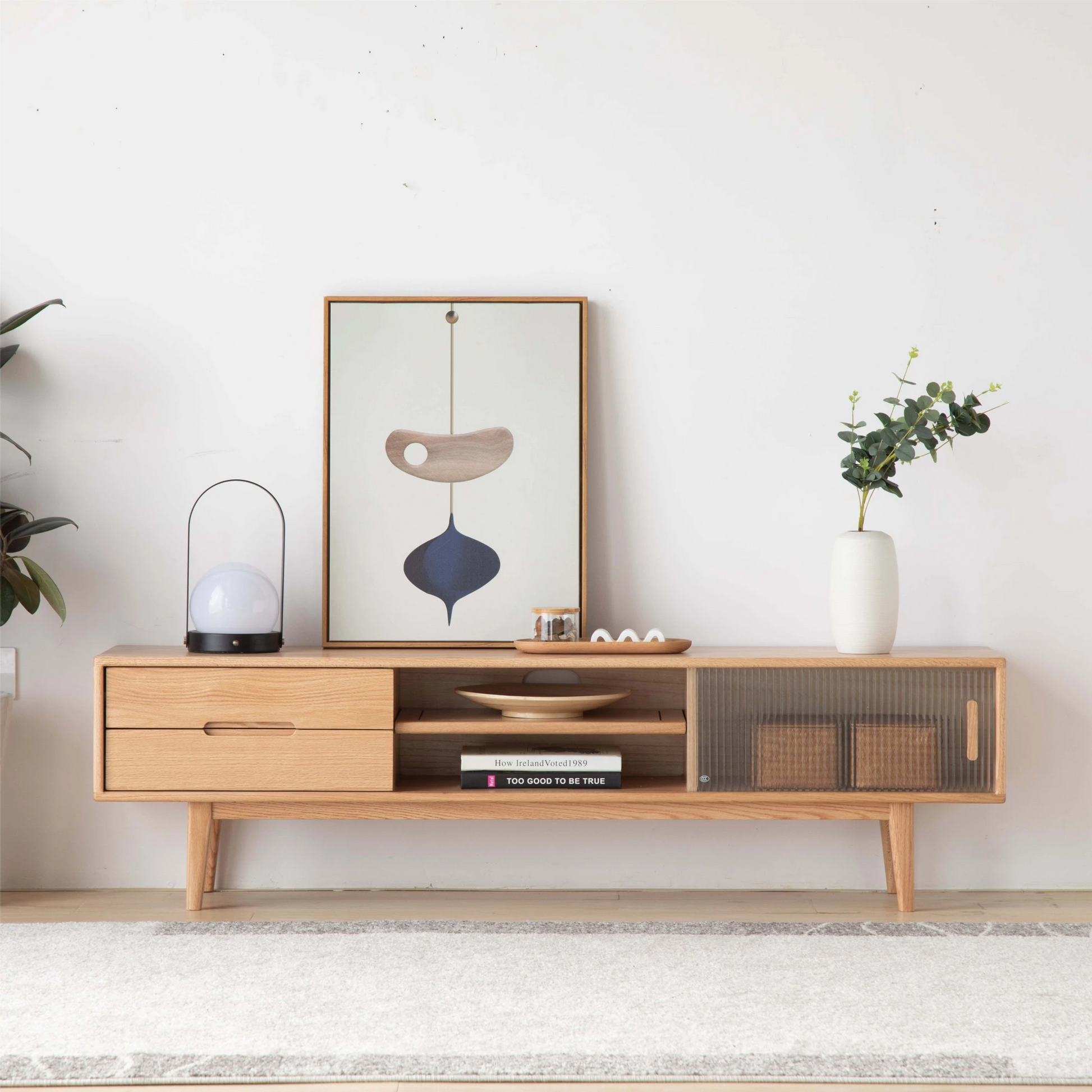 Solidwood Bailey TV Stand, 150x32x42CM, Natural Wood