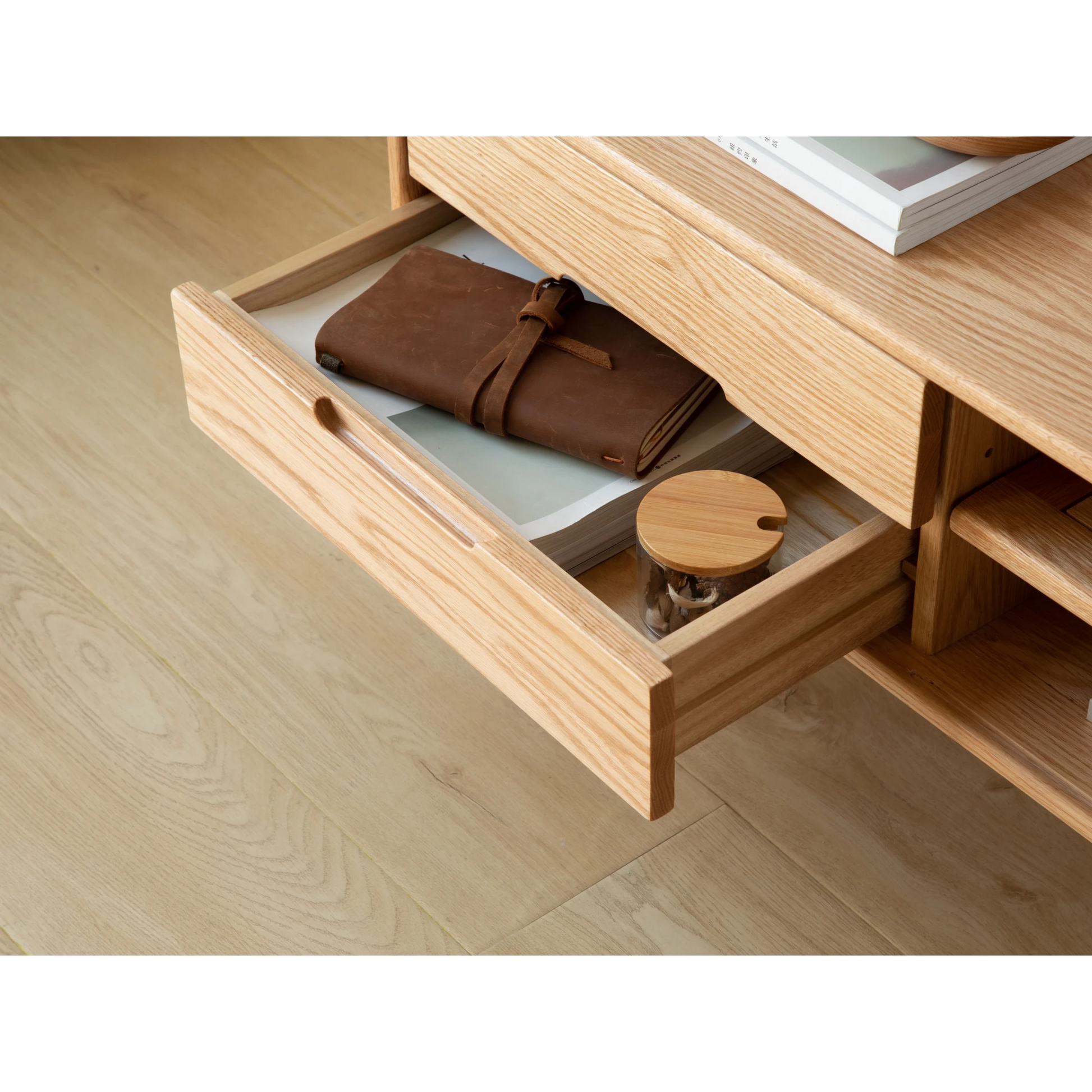 Solidwood Bailey TV Stand, 150x32x42CM, Natural Wood