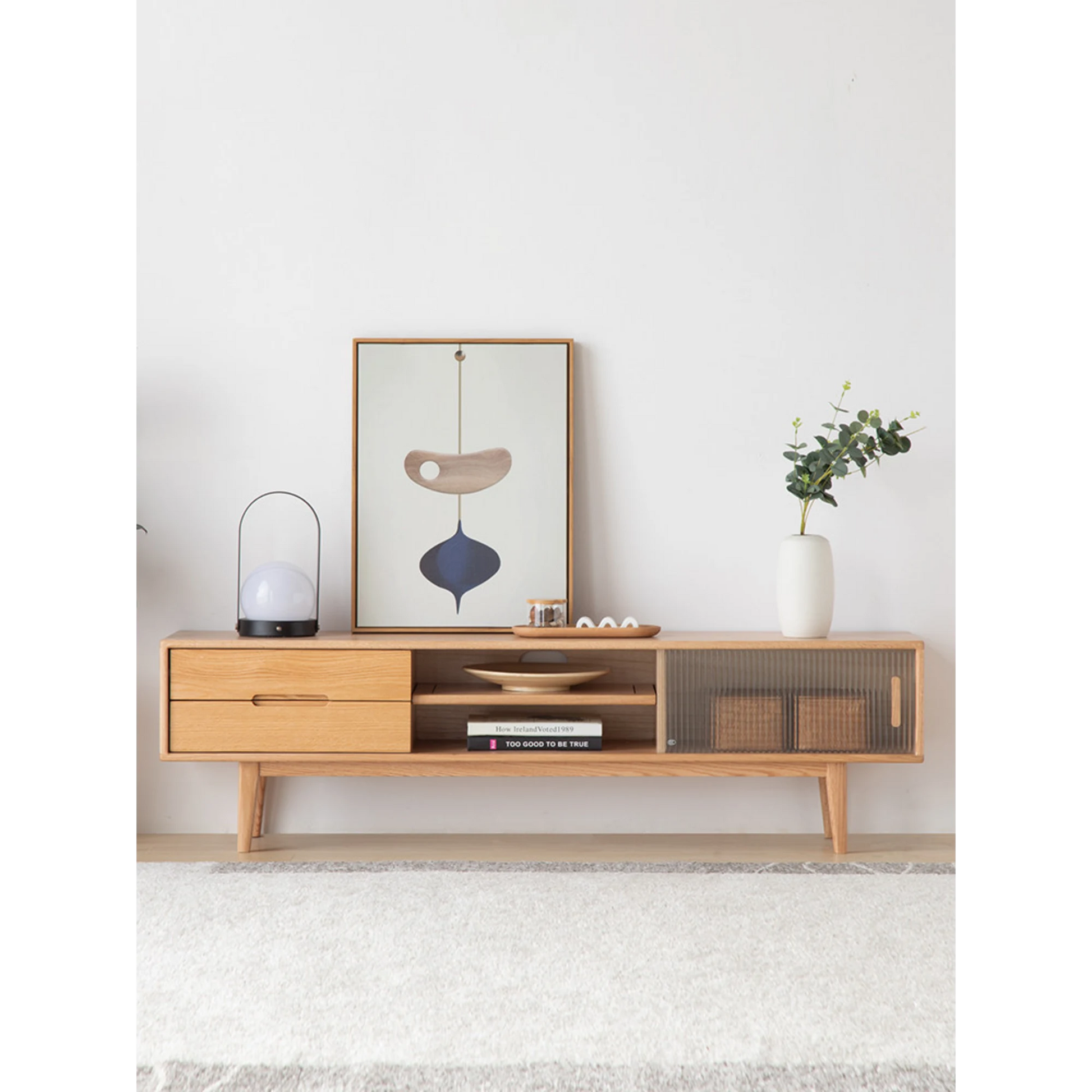 Solidwood Bailey TV Stand, 150x32x42CM, Natural Wood