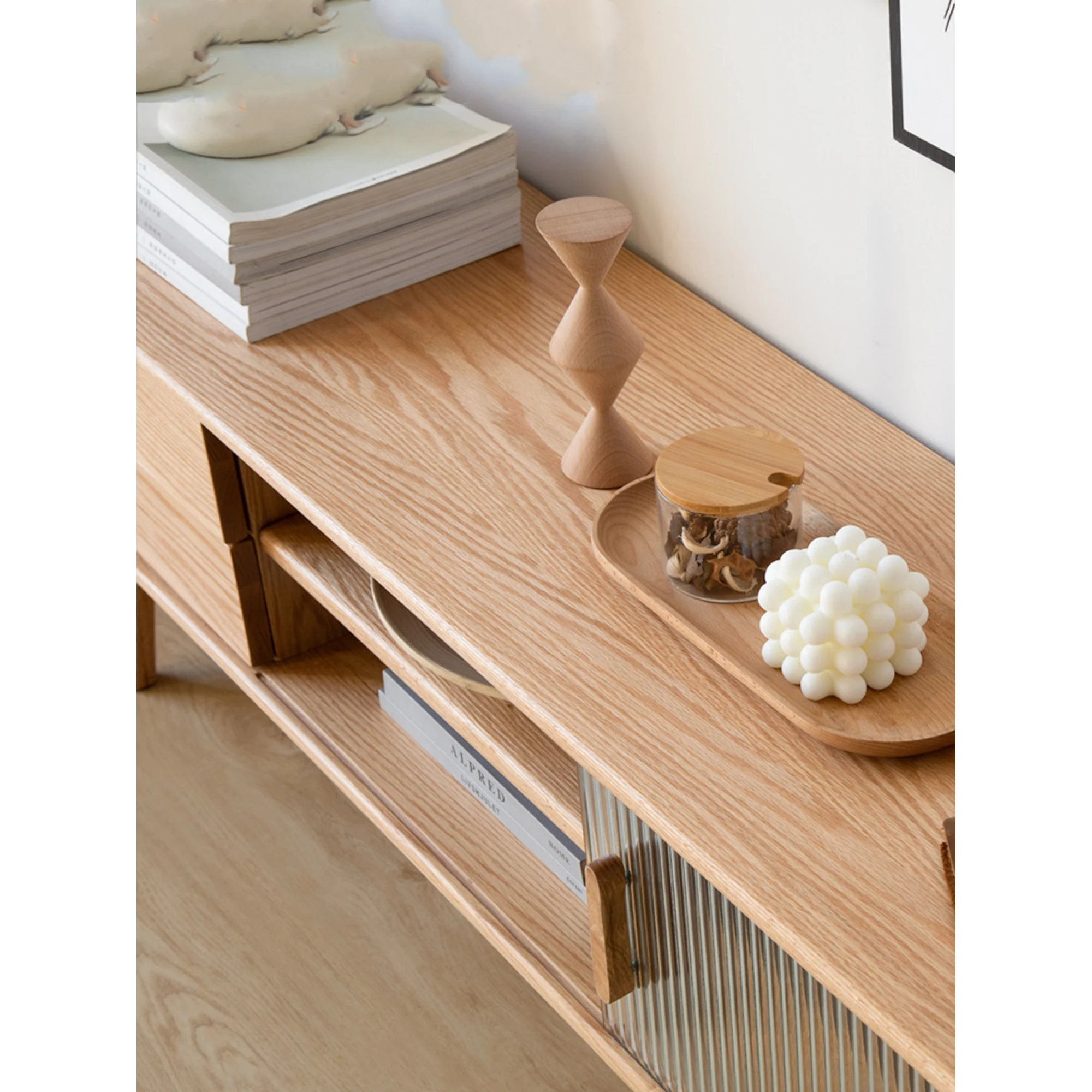Solidwood Bailey TV Stand, 150x32x42CM, Natural Wood