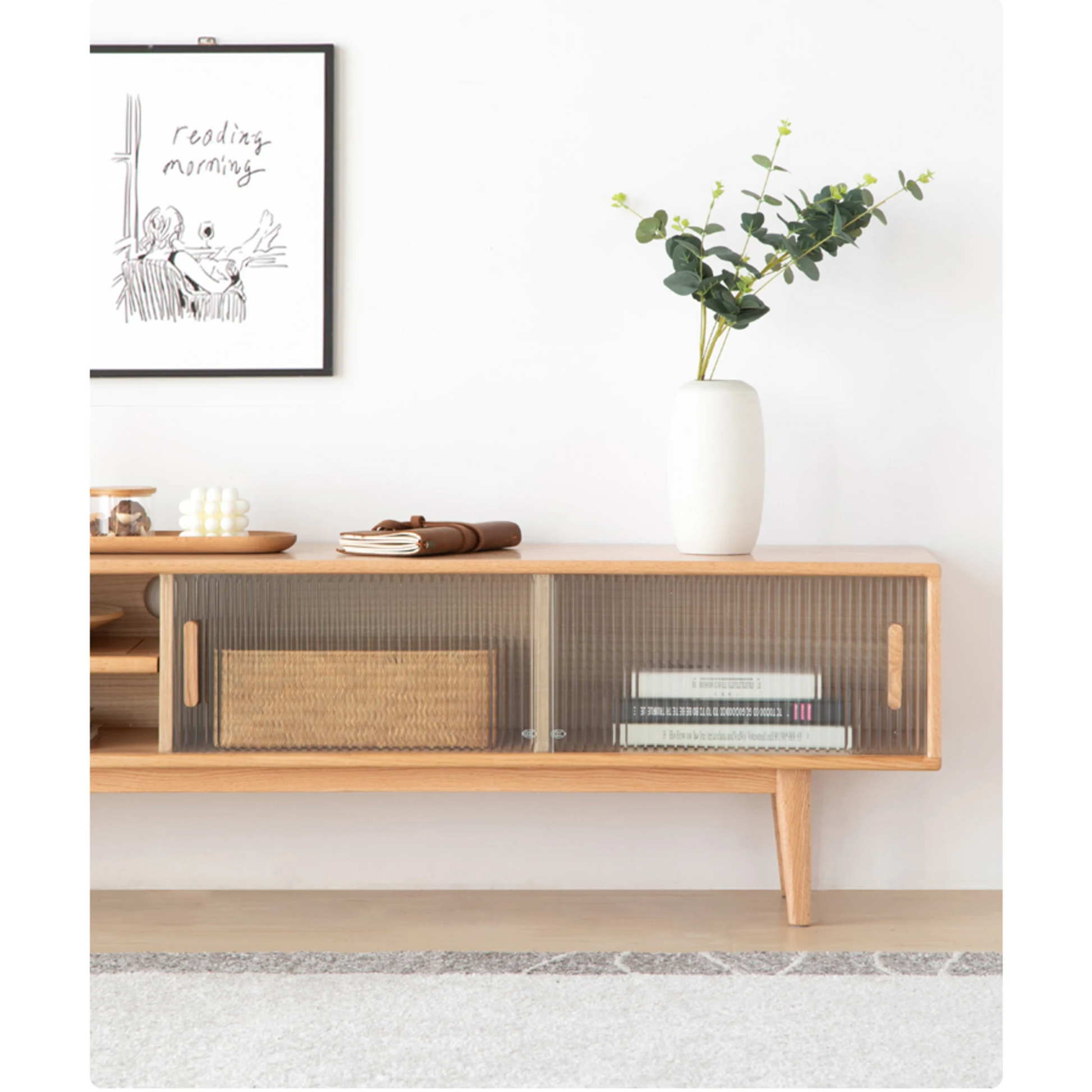 Solidwood Bailey TV Stand, 150x32x42CM, Natural Wood