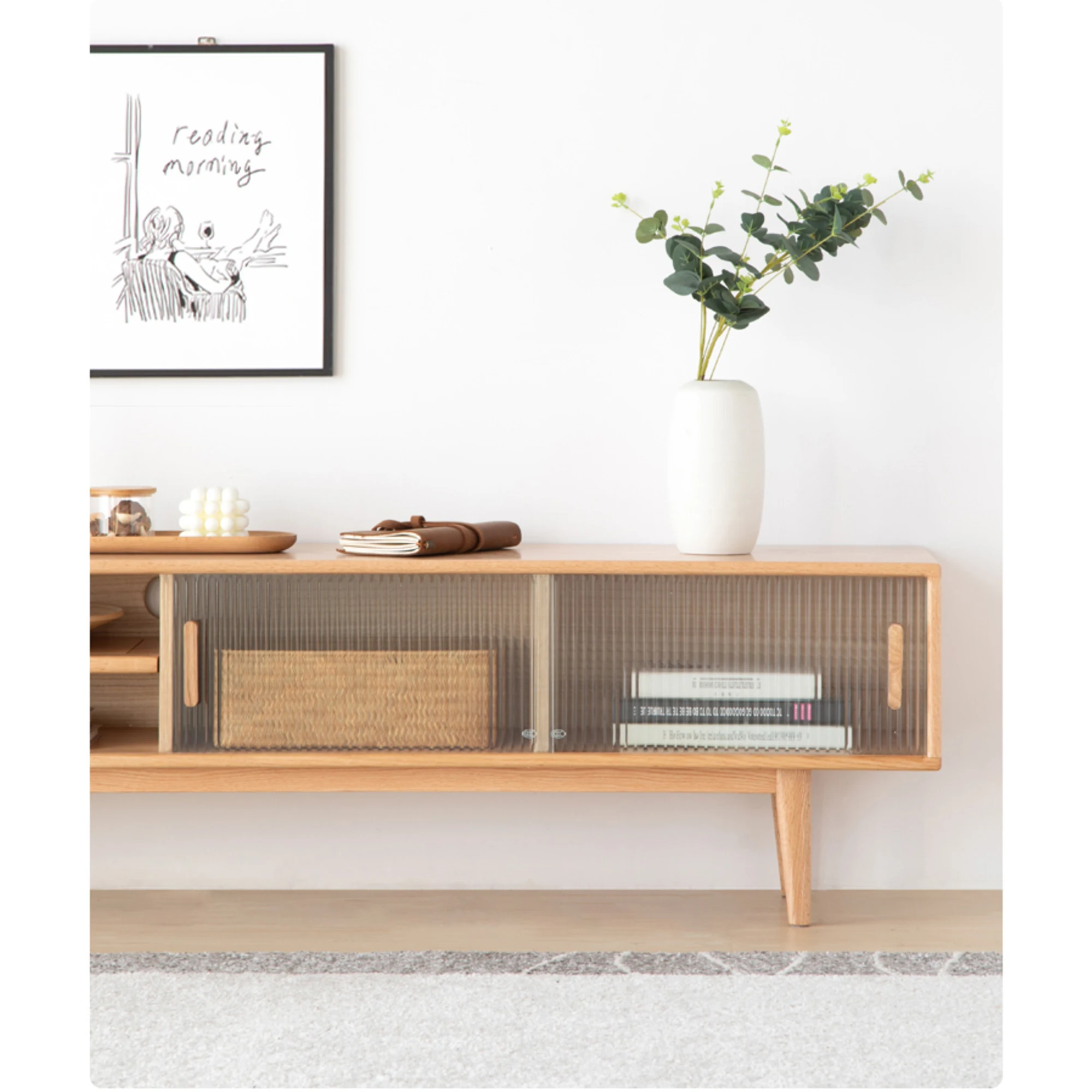 Solidwood Bailey TV Stand, 150x32x42CM, Natural Wood