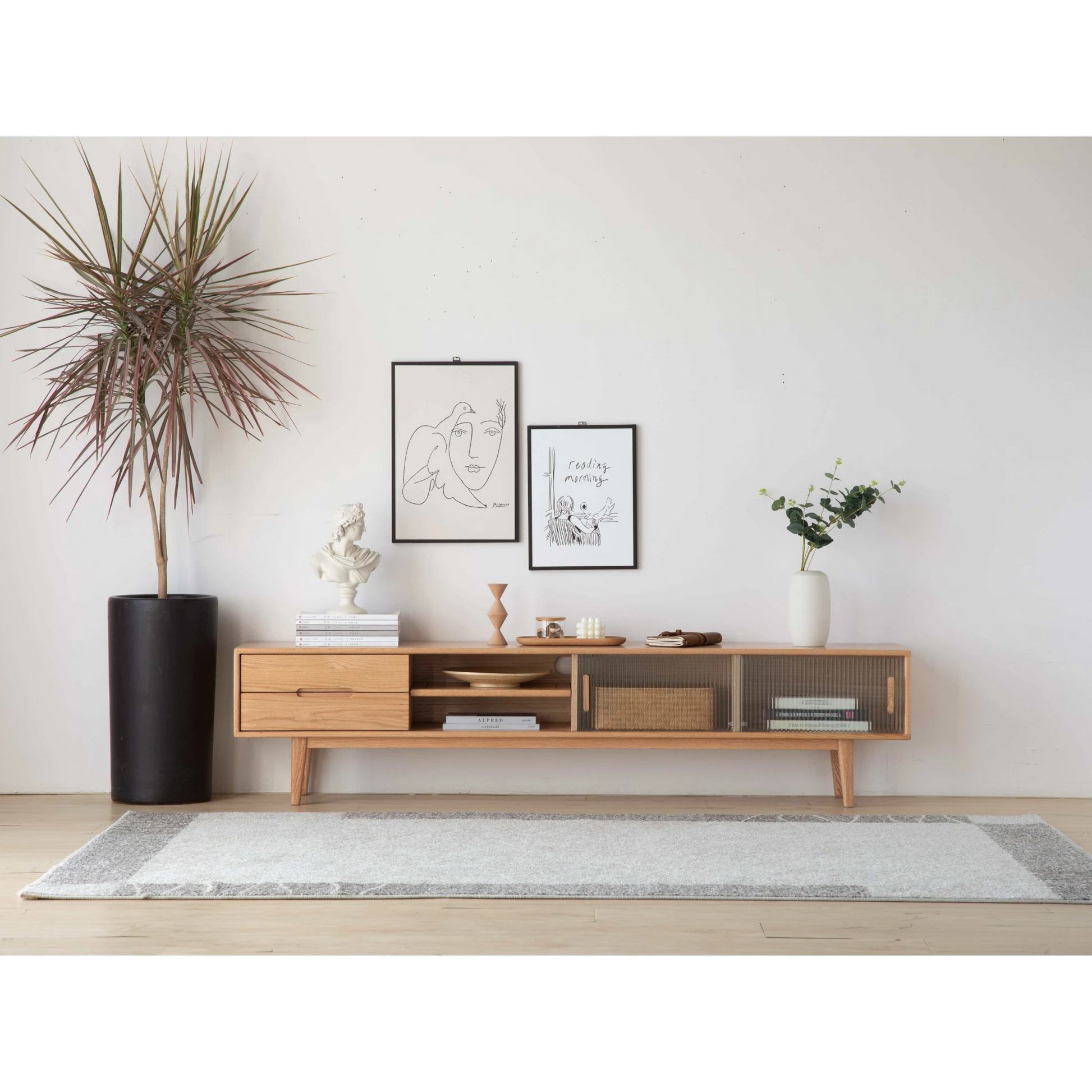 Solidwood Bailey TV Stand, 180x32x42CM, Natural Wood