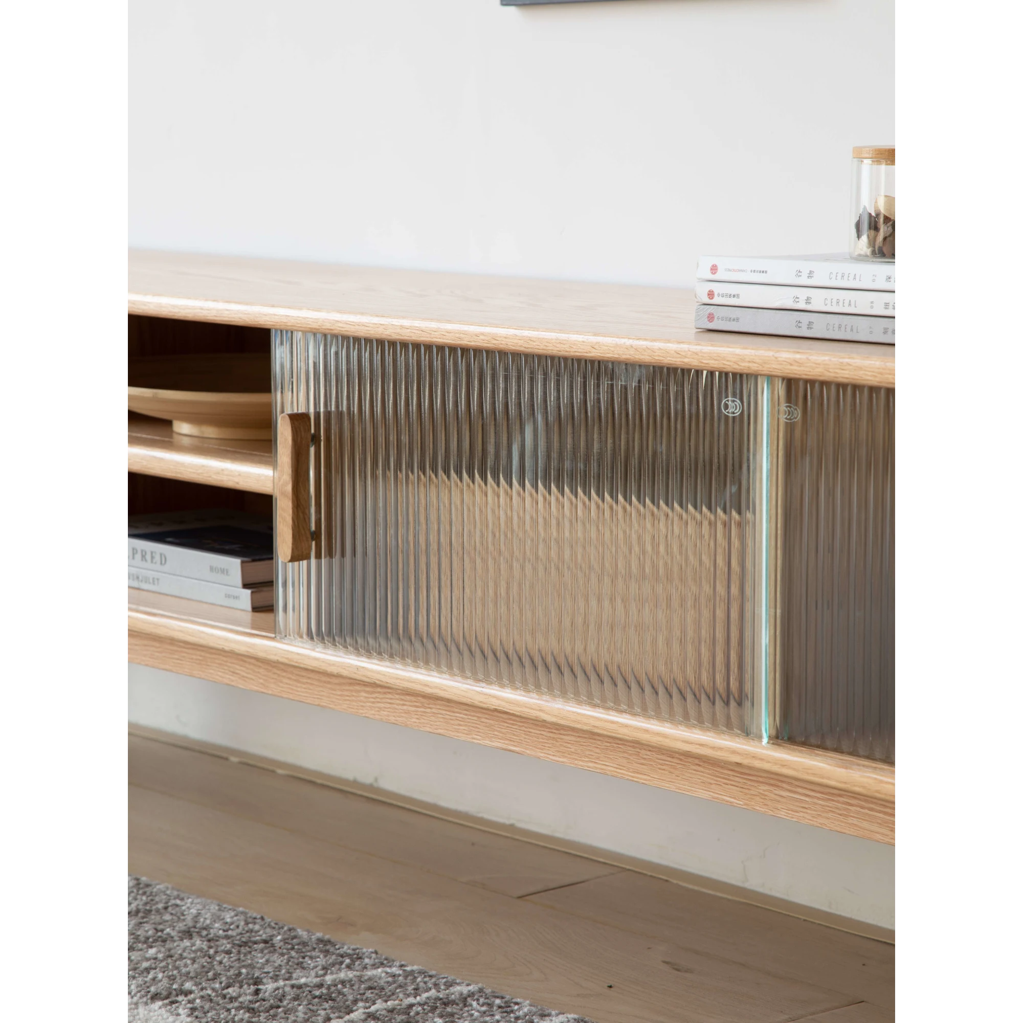 Solidwood Bailey TV Stand, 180x32x42CM, Natural Wood