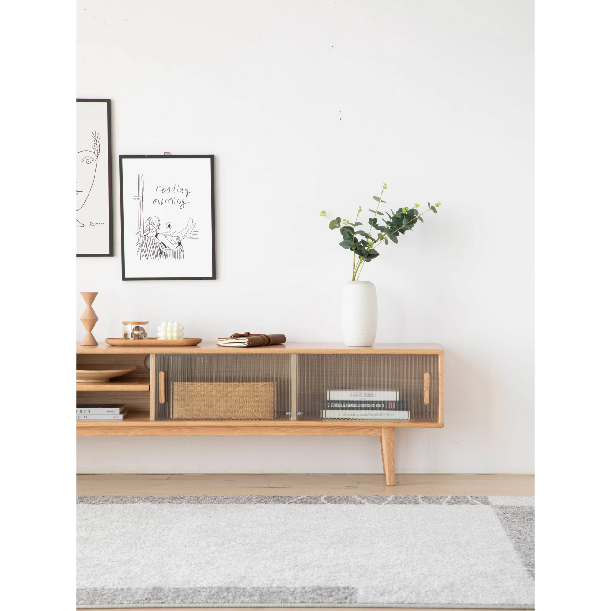 Solidwood Bailey TV Stand, 180x32x42CM, Natural Wood