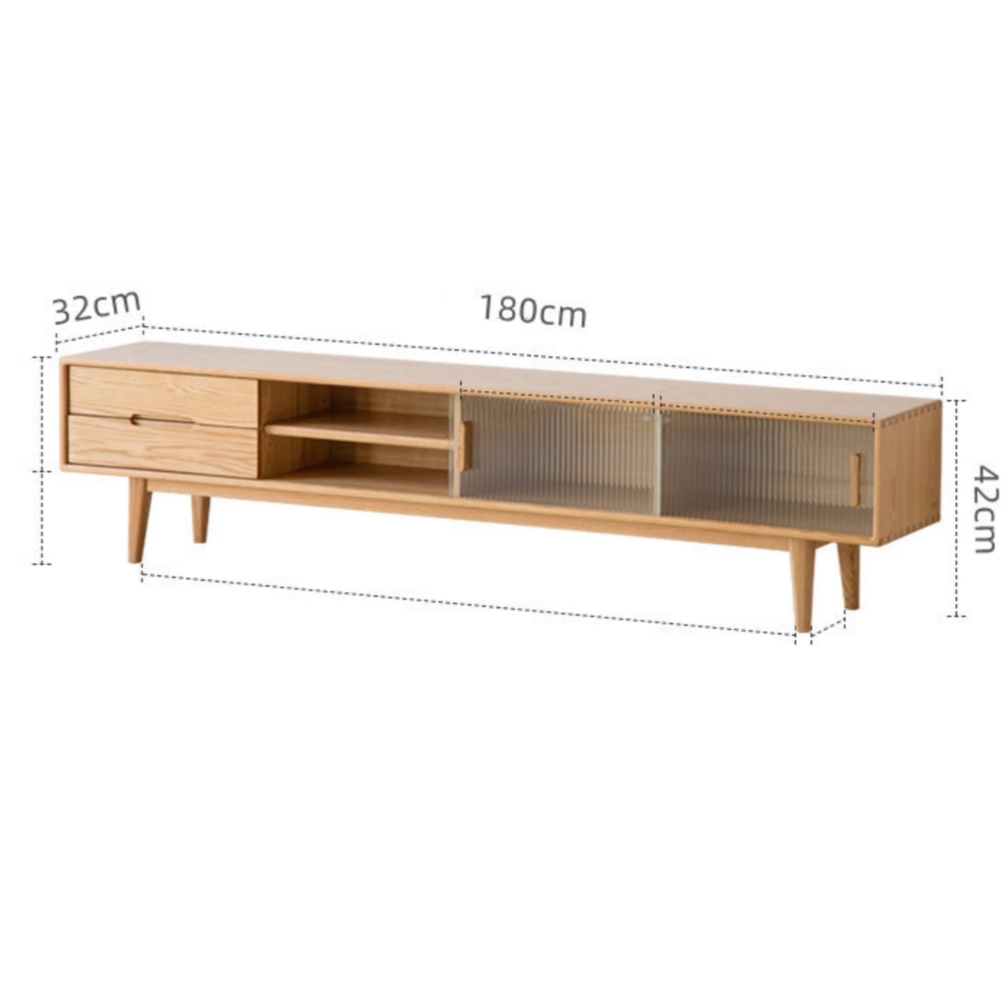 Solidwood Bailey TV Stand, 180x32x42CM, Natural Wood