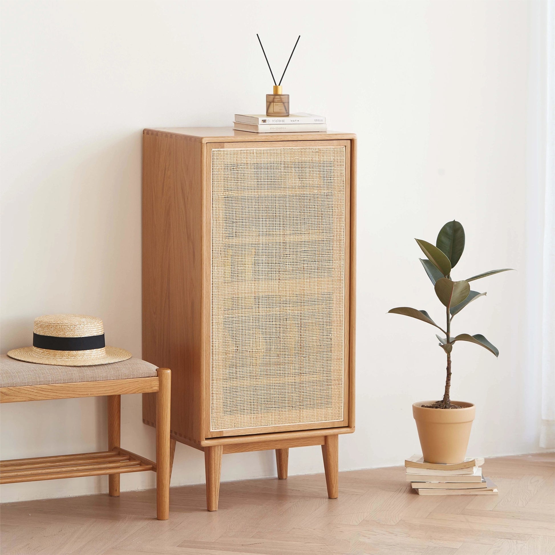 Solidwood Bailey Shoe Cabinet, 48x35CM, Natural Wood