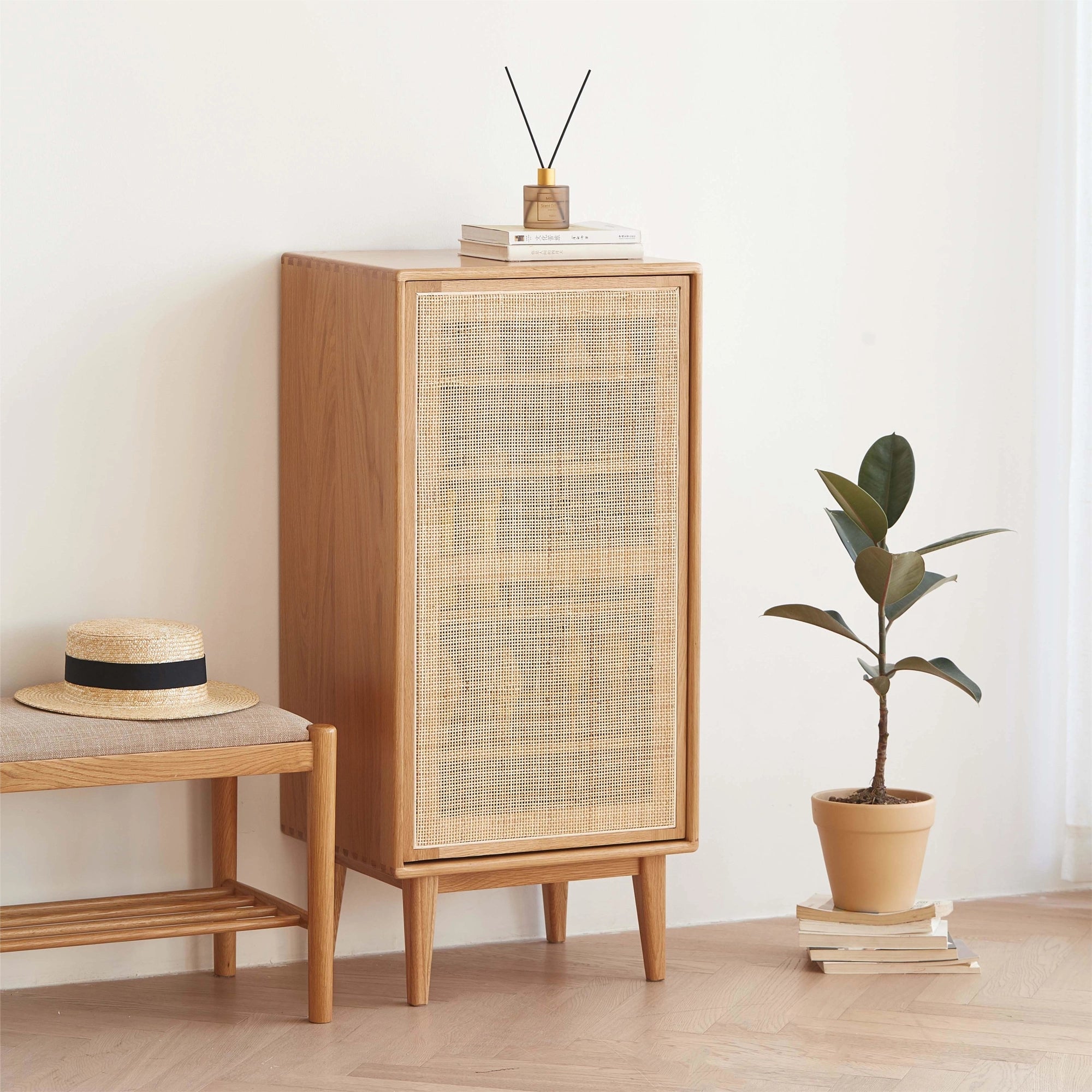 Solidwood Bailey Shoe Cabinet, 48x35CM, Natural Wood