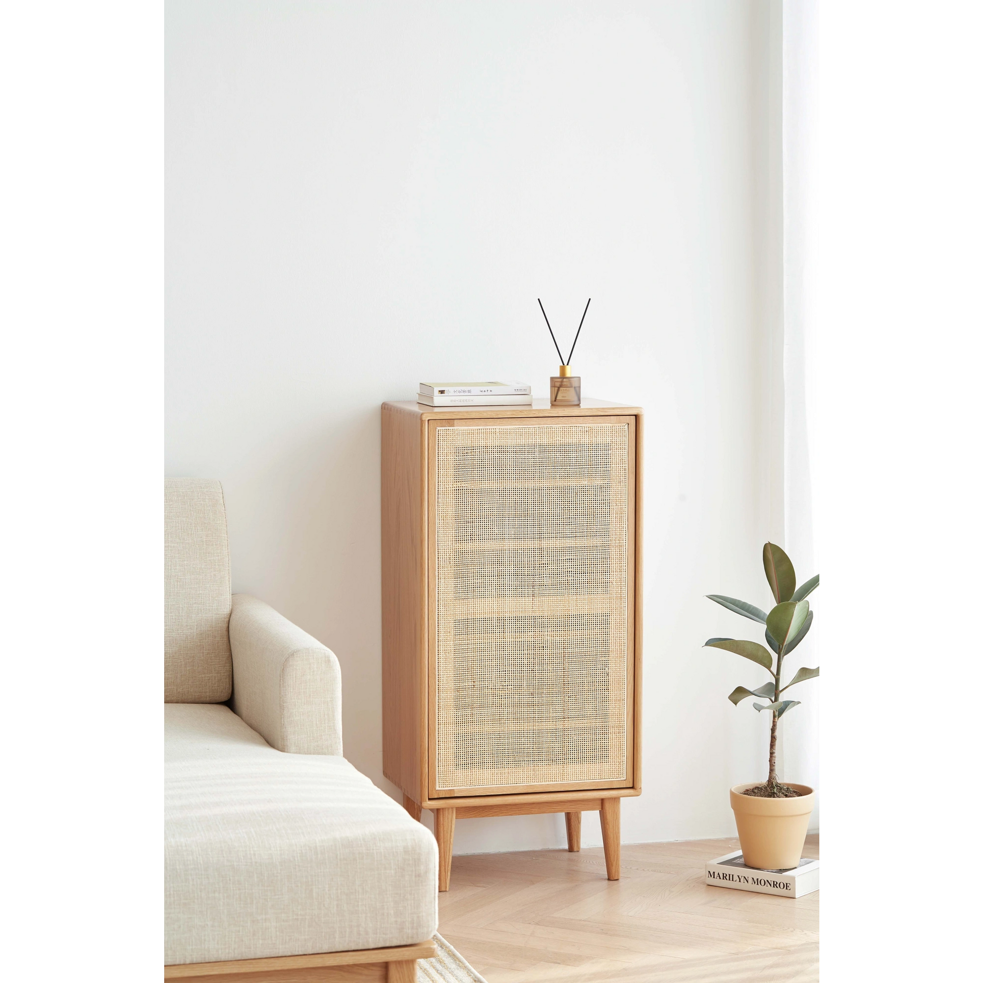Solidwood Bailey Shoe Cabinet, 48x35CM, Natural Wood