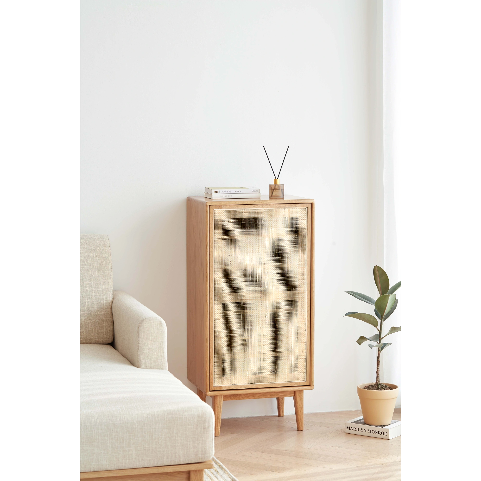 Solidwood Bailey Shoe Cabinet, 48x35CM, Natural Wood