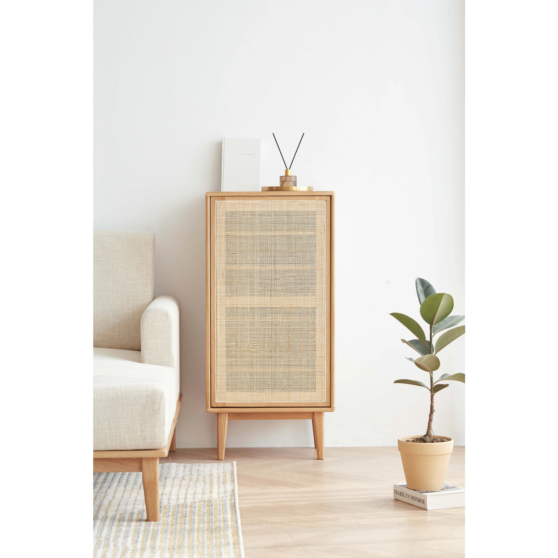 Solidwood Bailey Shoe Cabinet, 48x35CM, Natural Wood