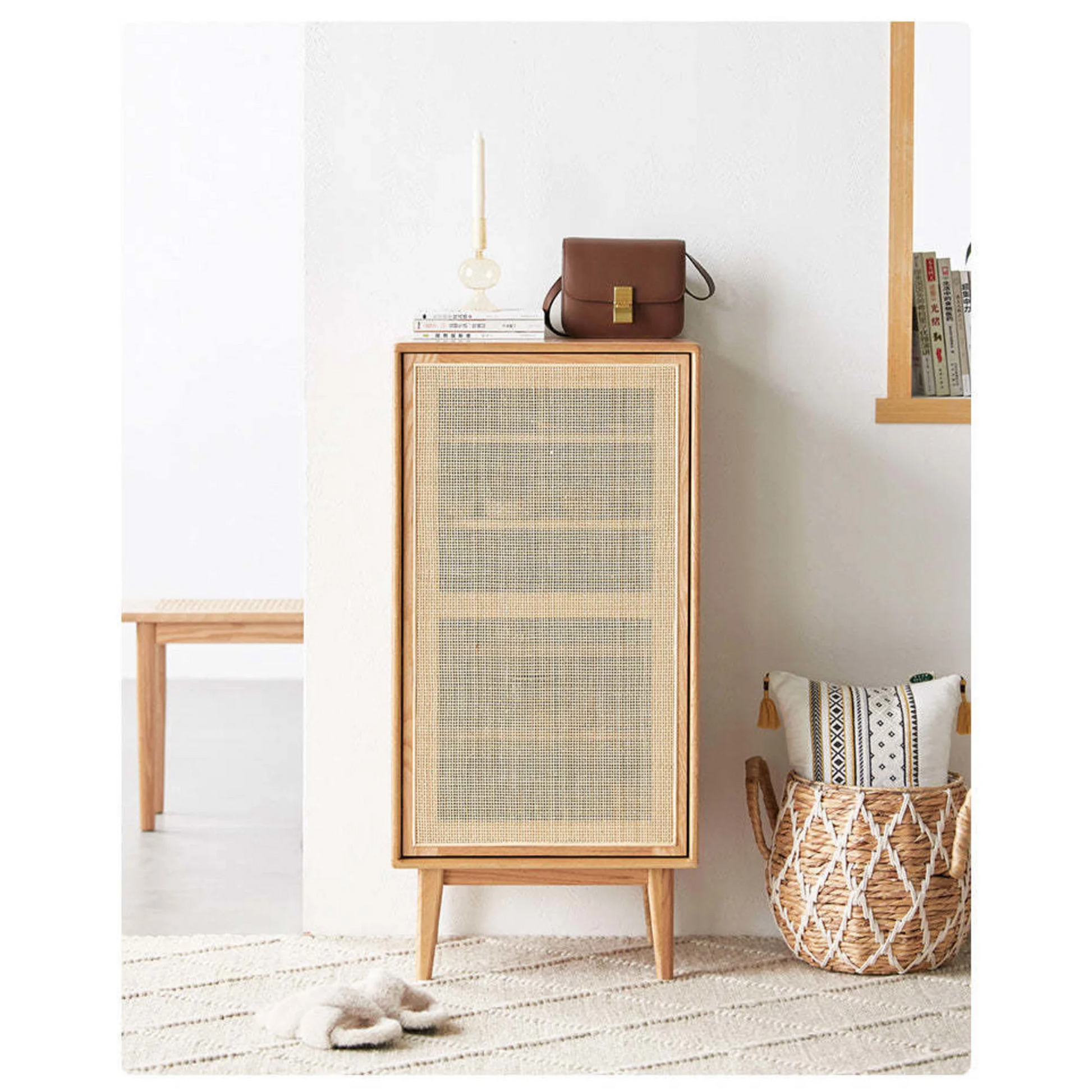 Solidwood Bailey Shoe Cabinet, 48x35CM, Natural Wood
