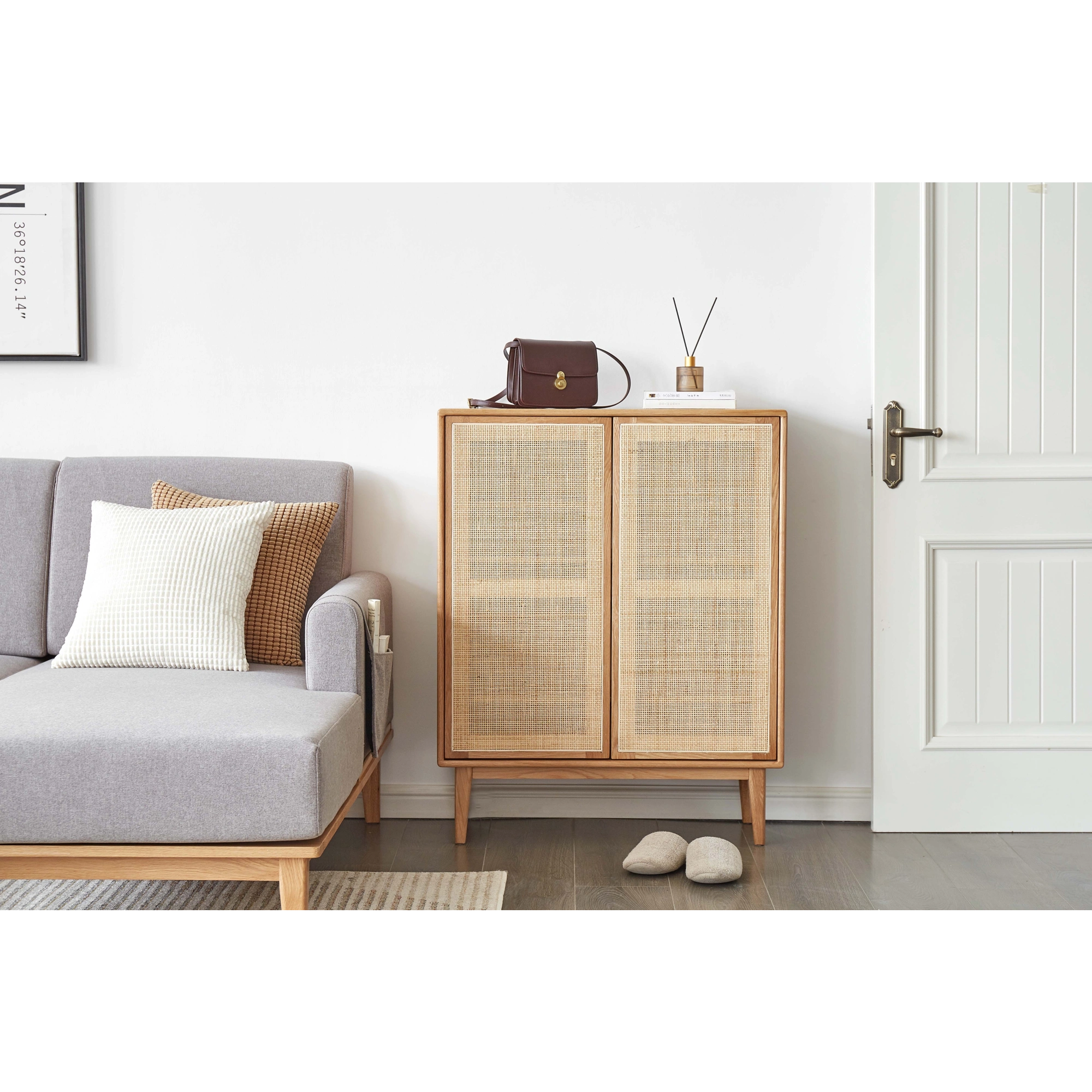 Solidwood Bailey Shoe Cabinet, 80x35CM, Natural Wood