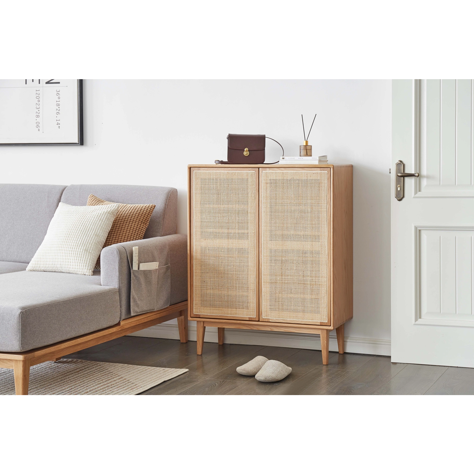 Solidwood Bailey Shoe Cabinet, 80x35CM, Natural Wood