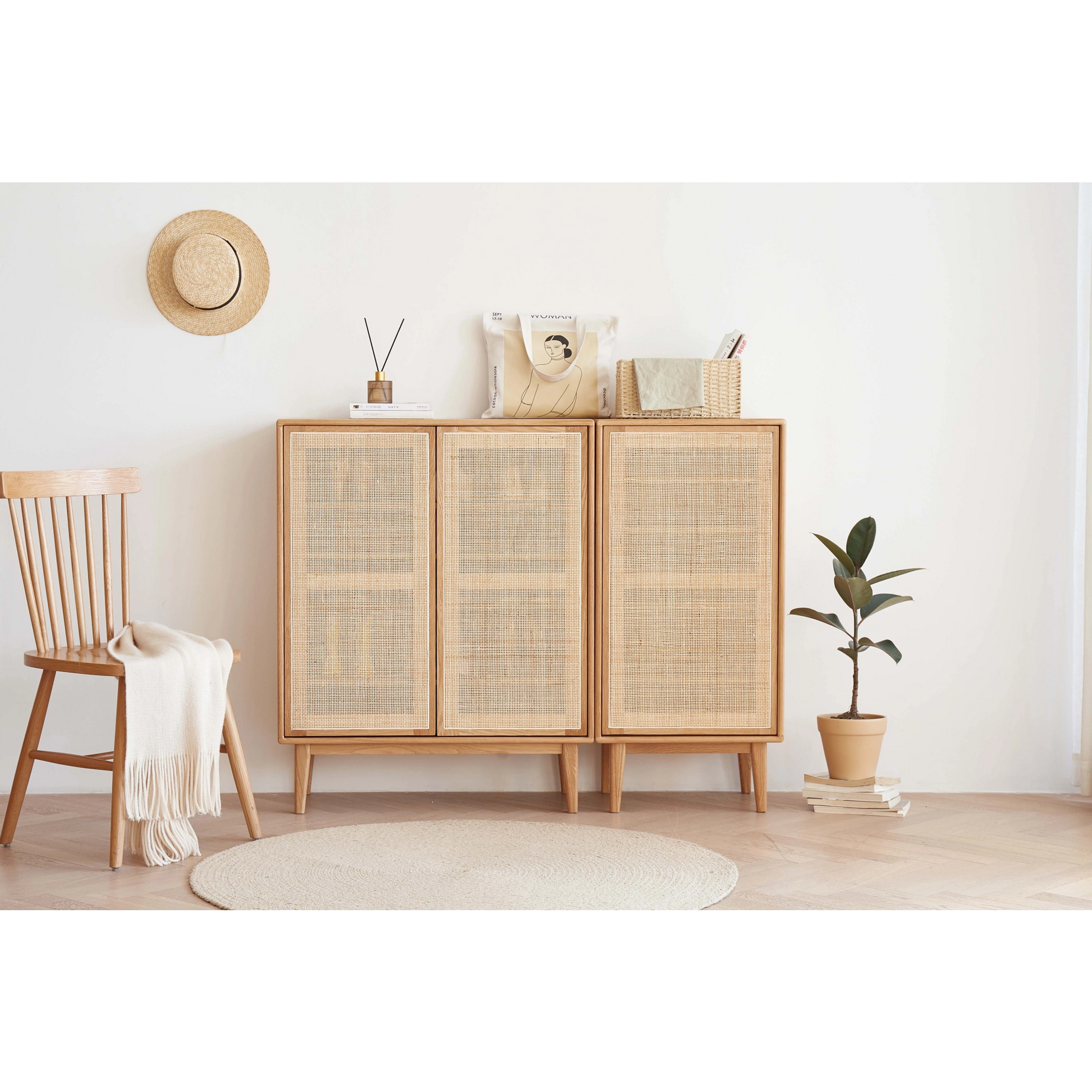 Solidwood Bailey Shoe Cabinet, 80x35CM, Natural Wood