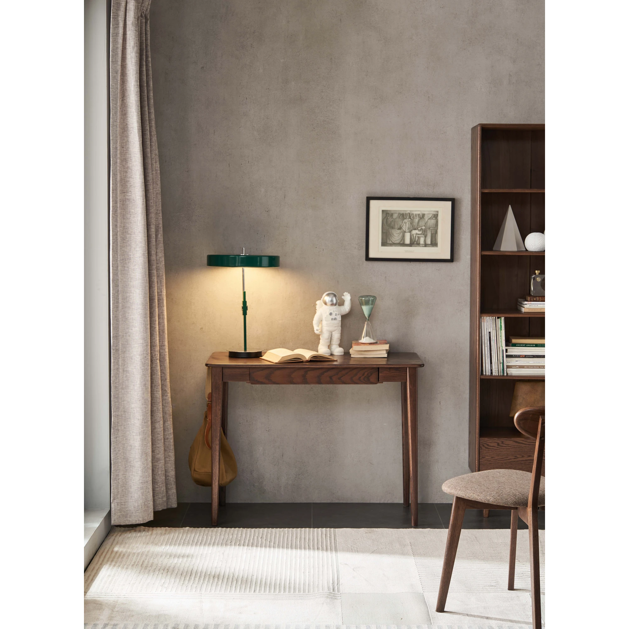 Solidwood Bailey Desk, A Drawer, 100x50CM, Dark Wood