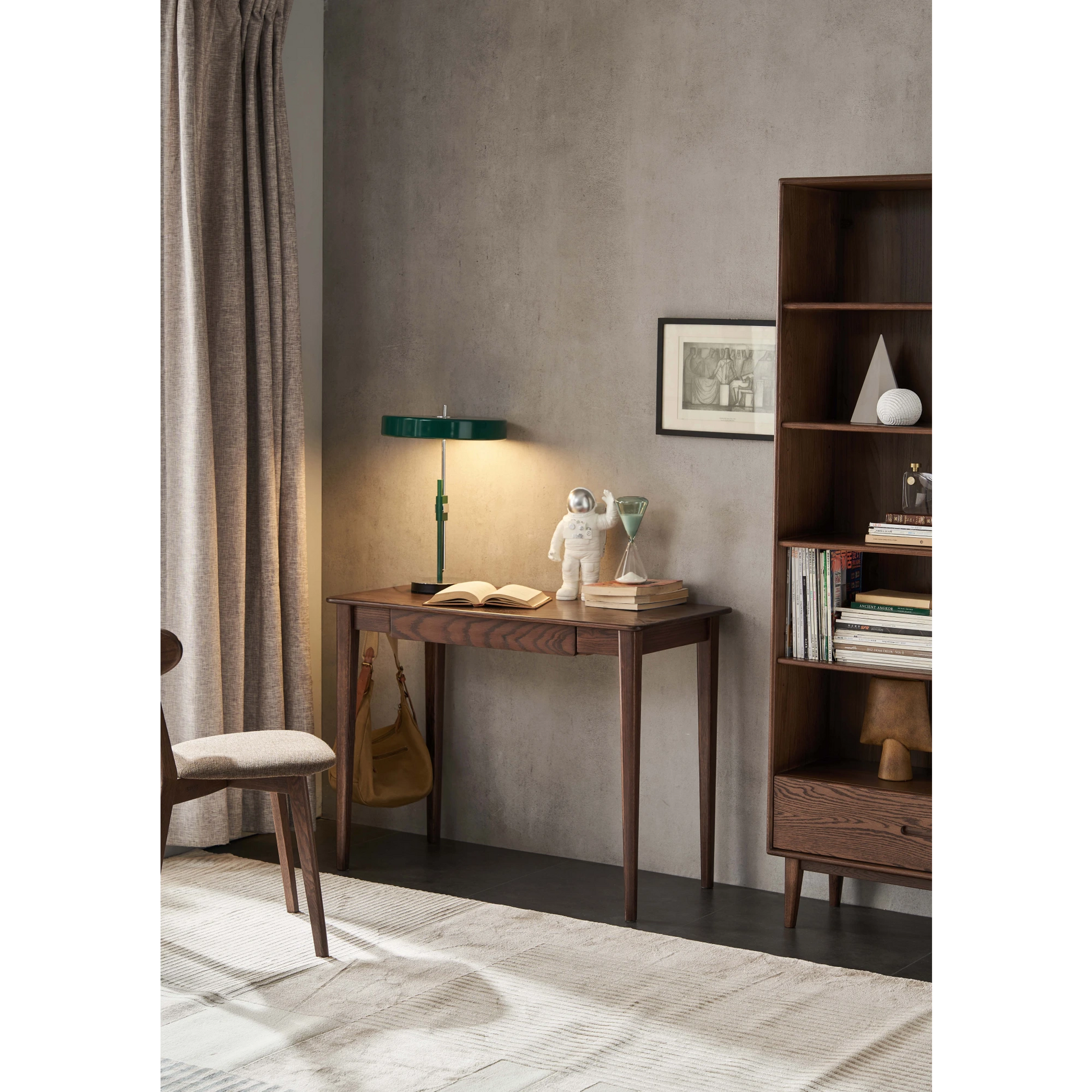 Solidwood Bailey Desk, A Drawer, 100x50CM, Dark Wood