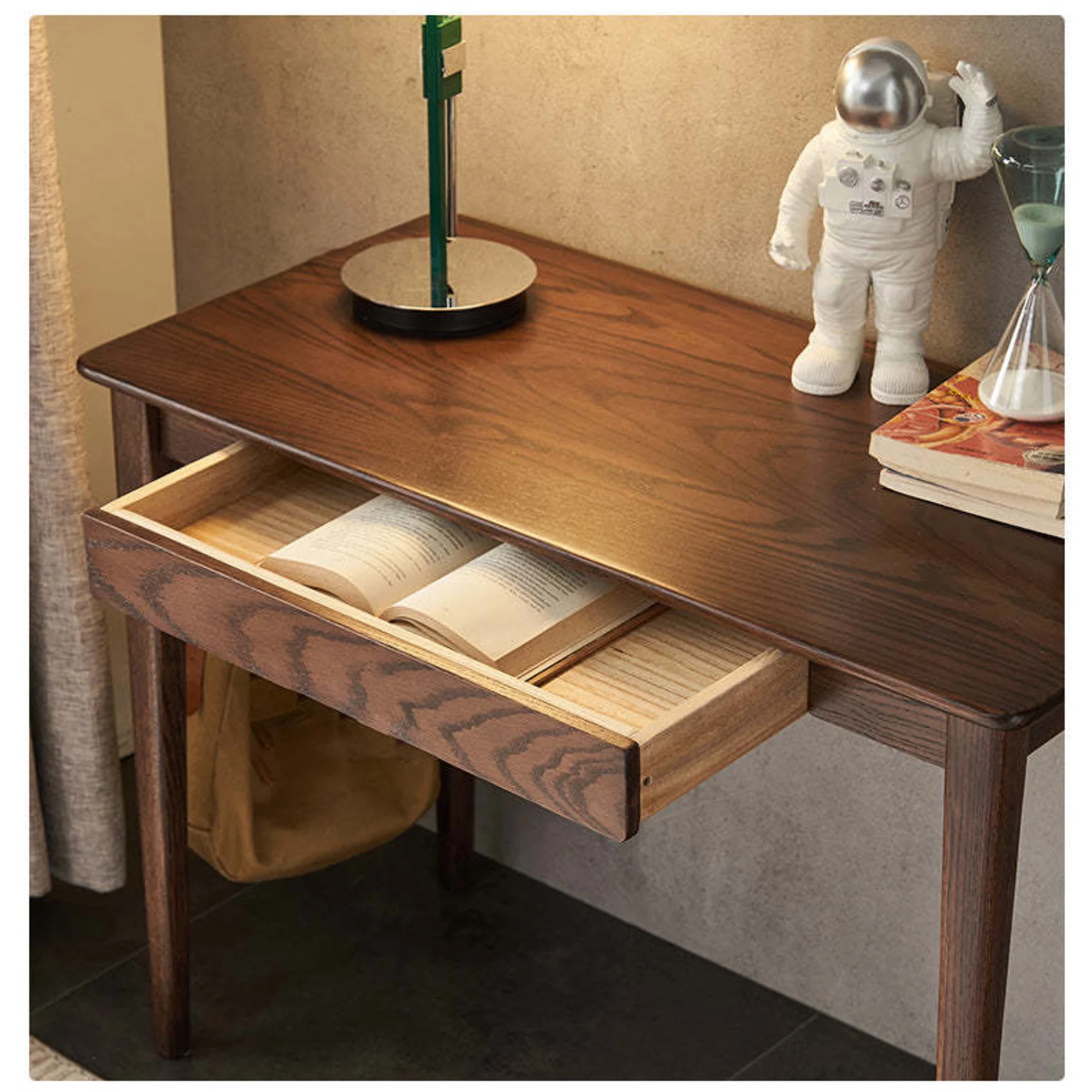 Solidwood Bailey Desk, A Drawer, 100x50CM, Dark Wood