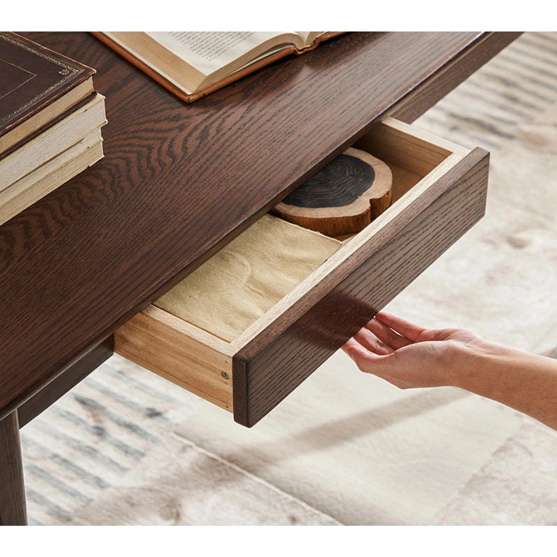 Solidwood Bailey Desk, A Drawer, 100x50CM, Dark Wood