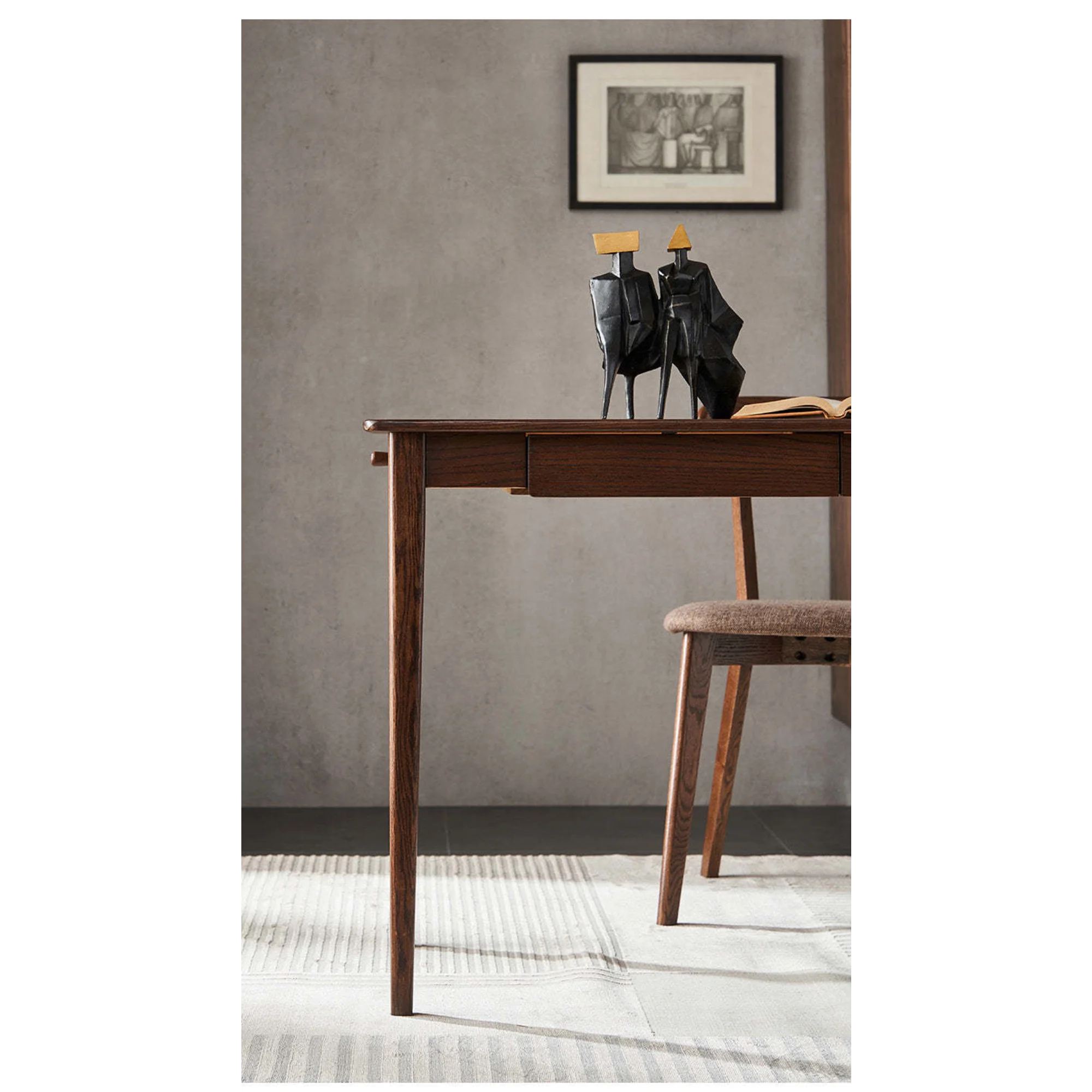 Solidwood Bailey Desk, A Drawer, 100x50CM, Dark Wood