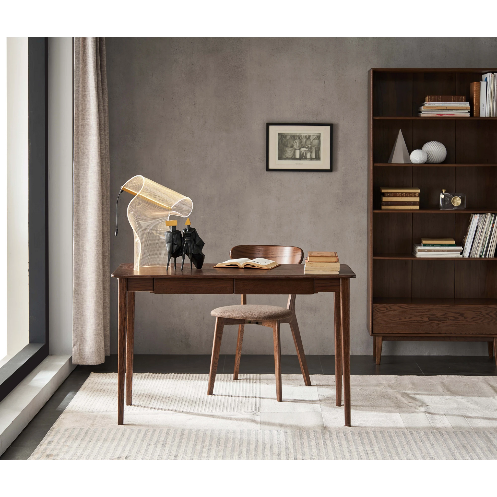 Solidwood Bailey Desk, Two Drawers, 120x53CM, Dark Wood
