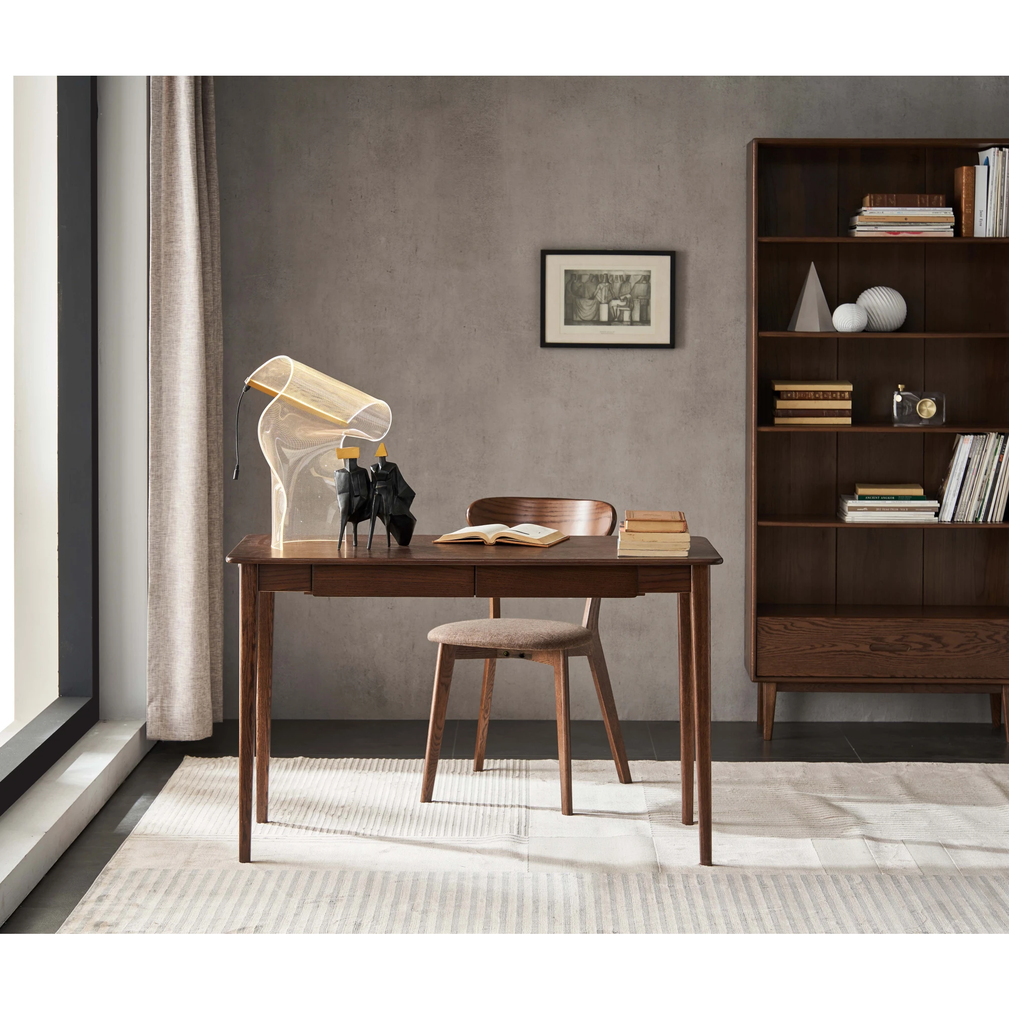 Solidwood Bailey Desk, Two Drawers, 120x53CM, Dark Wood