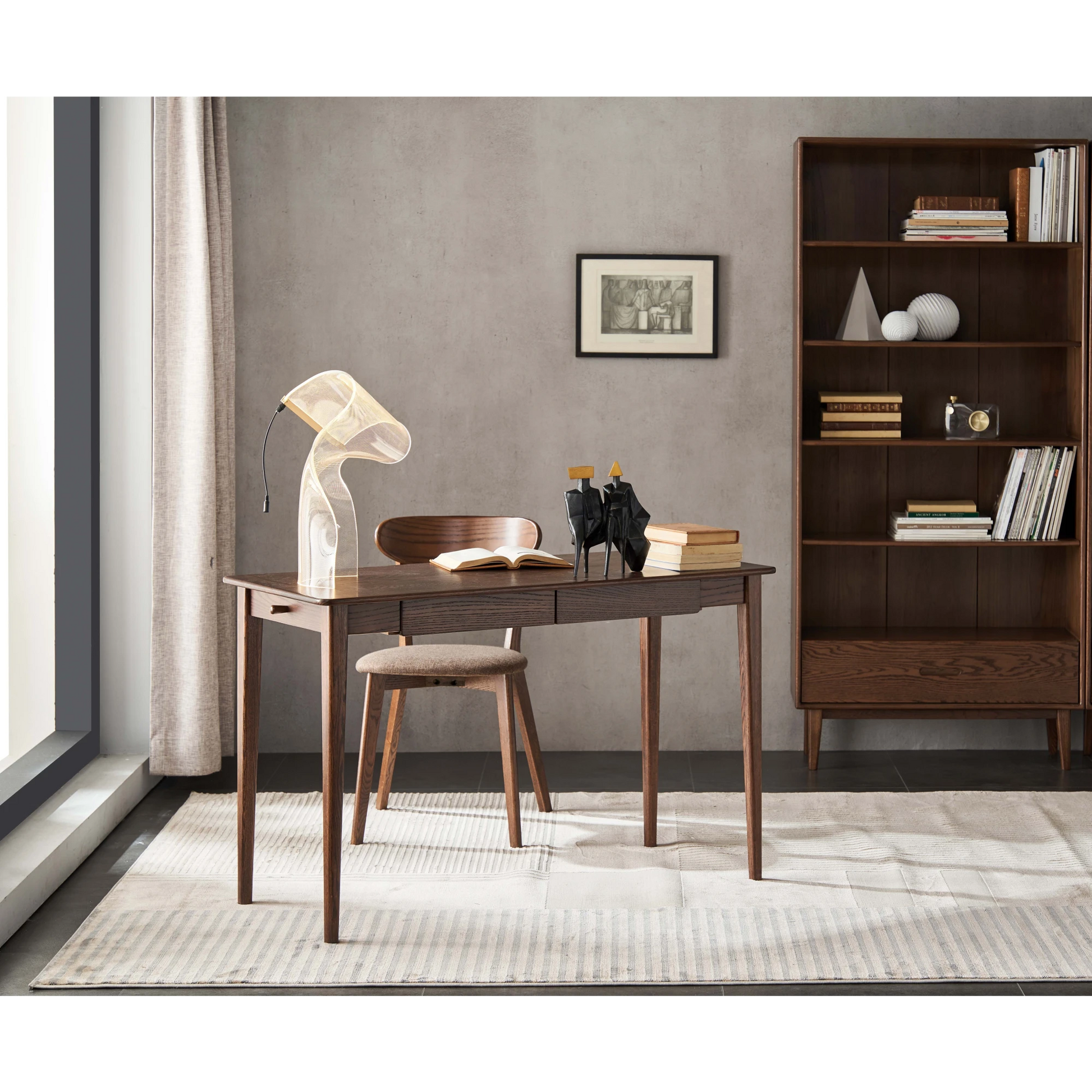 Solidwood Bailey Desk, Two Drawers, 120x53CM, Dark Wood