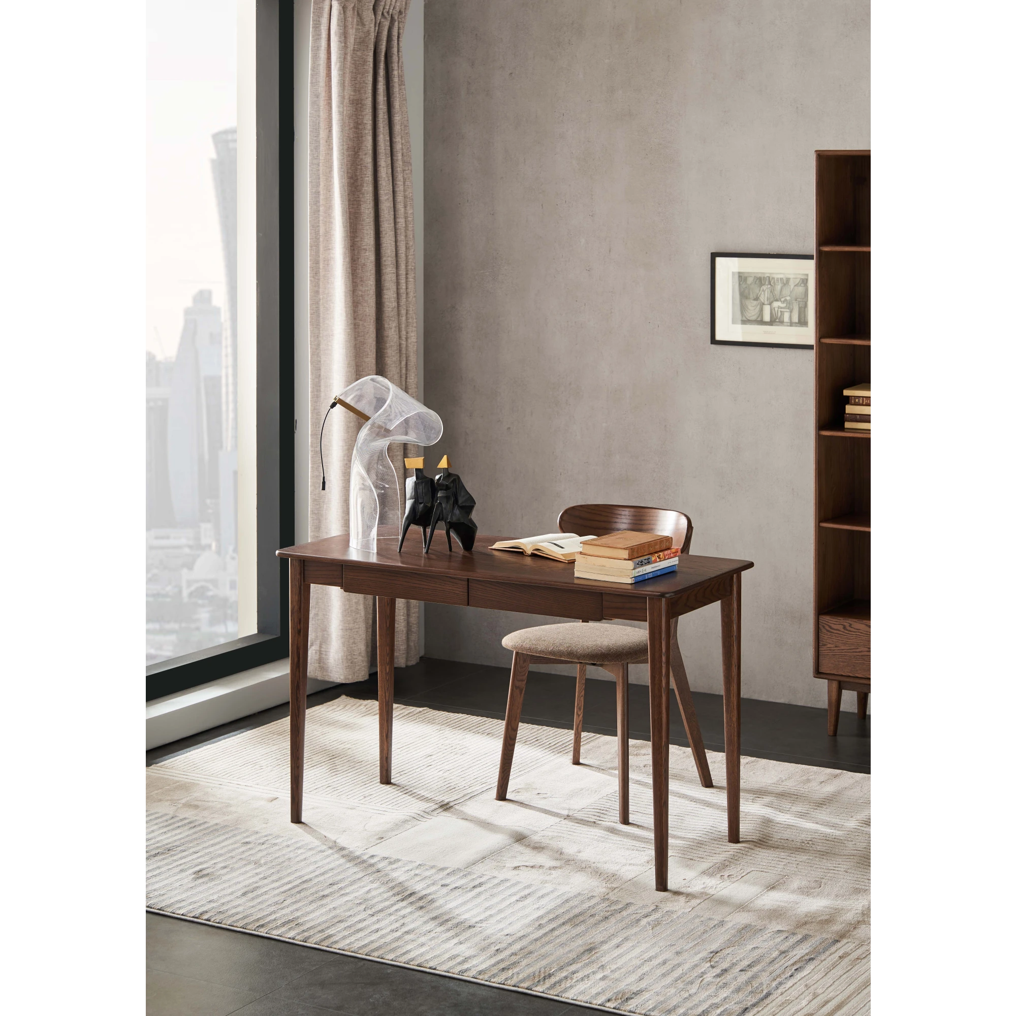 Solidwood Bailey Desk, Two Drawers, 120x53CM, Dark Wood