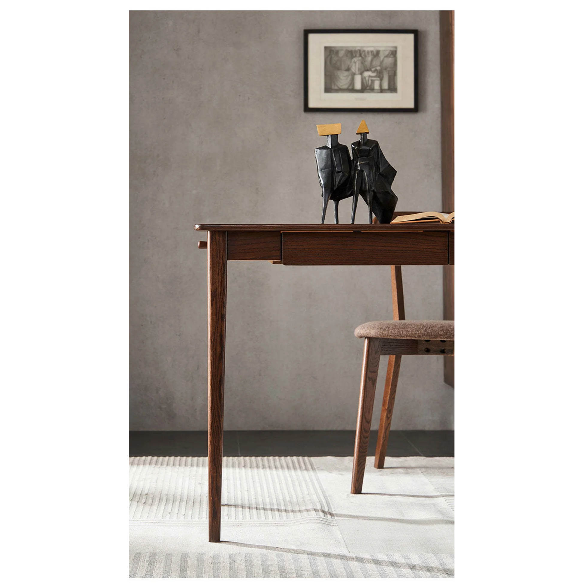 Solidwood Bailey Desk, Two Drawers, 120x53CM, Dark Wood