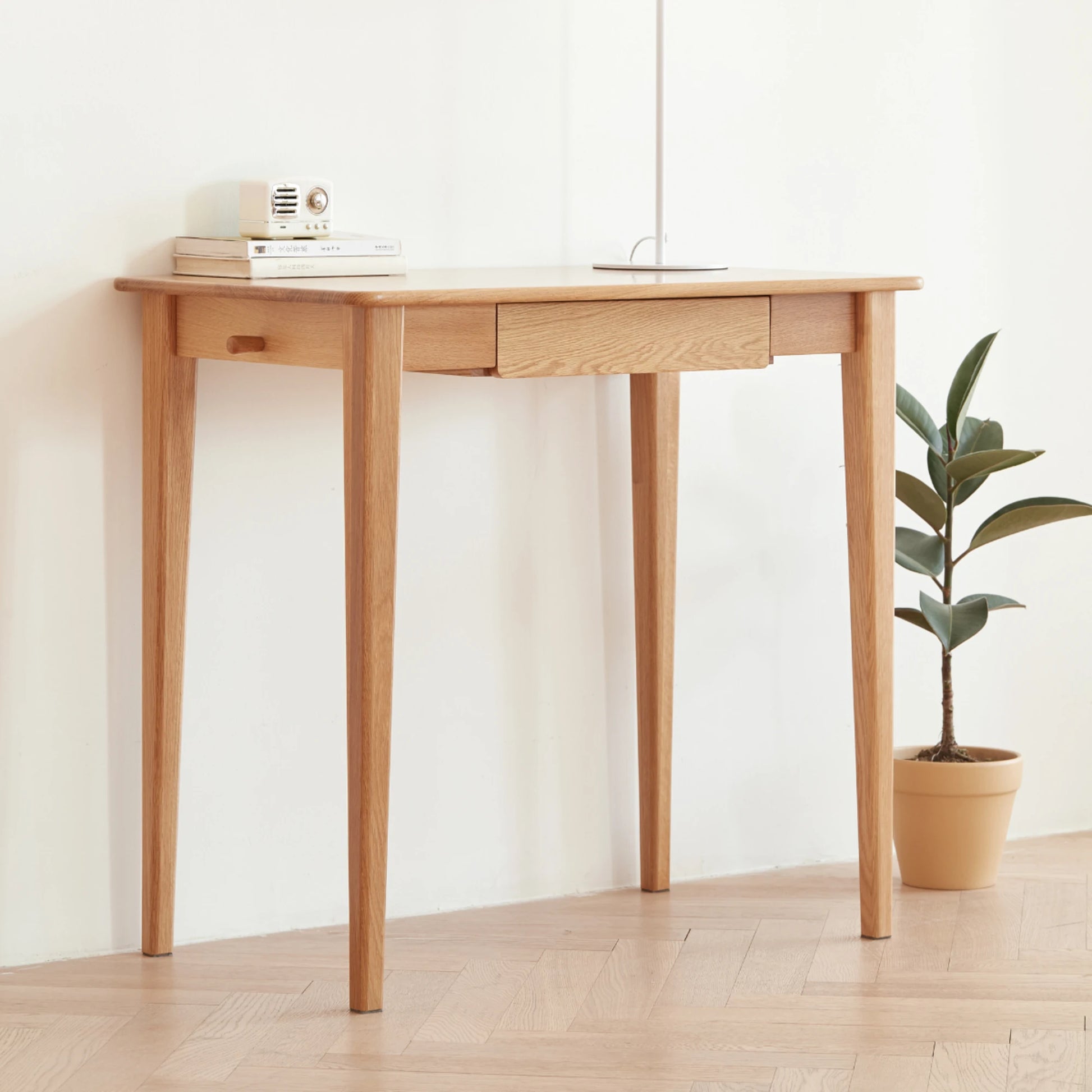 Solidwood Bailey Desk with 1 Drawer, Natural Wood
