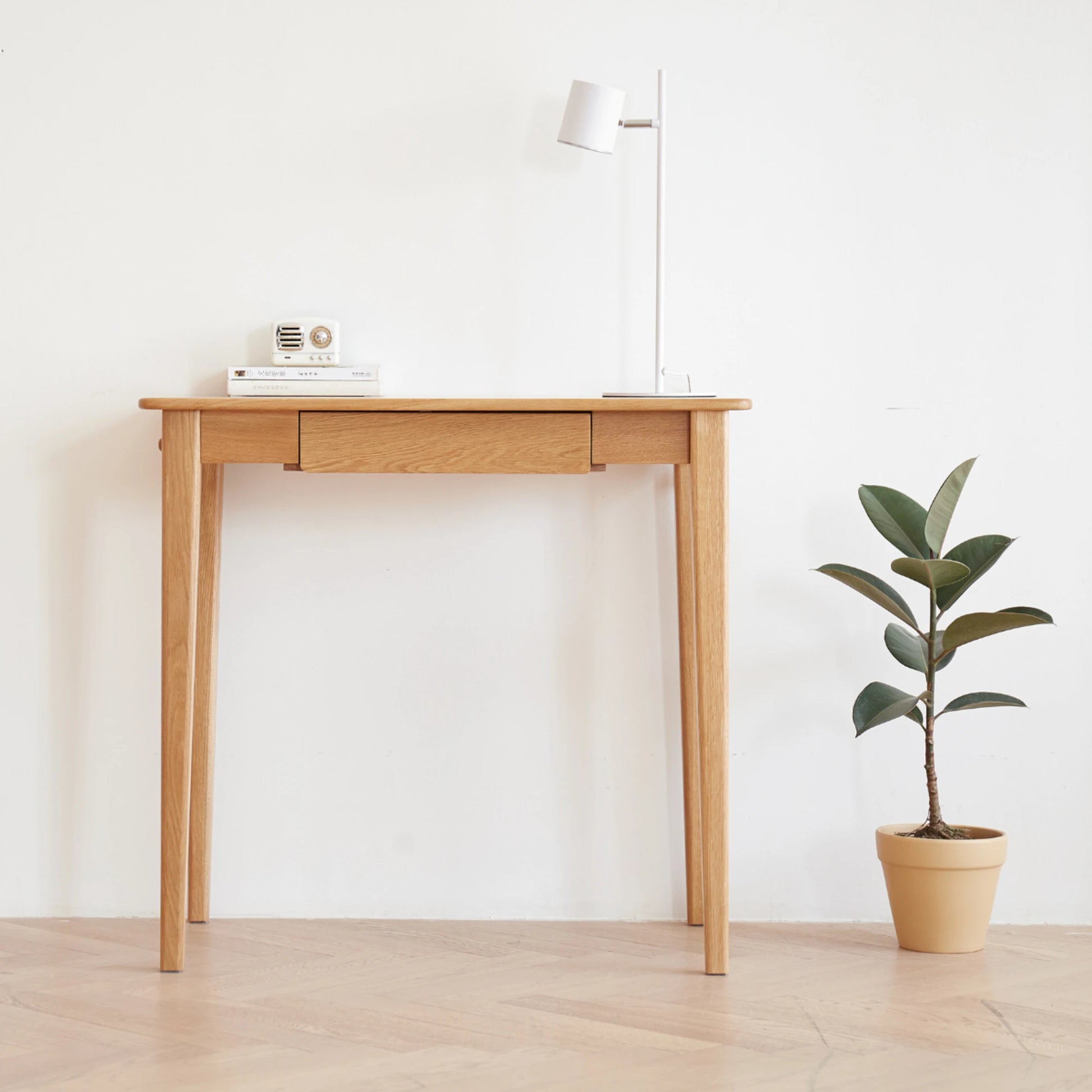 Solidwood Bailey Desk with 1 Drawer, Natural Wood