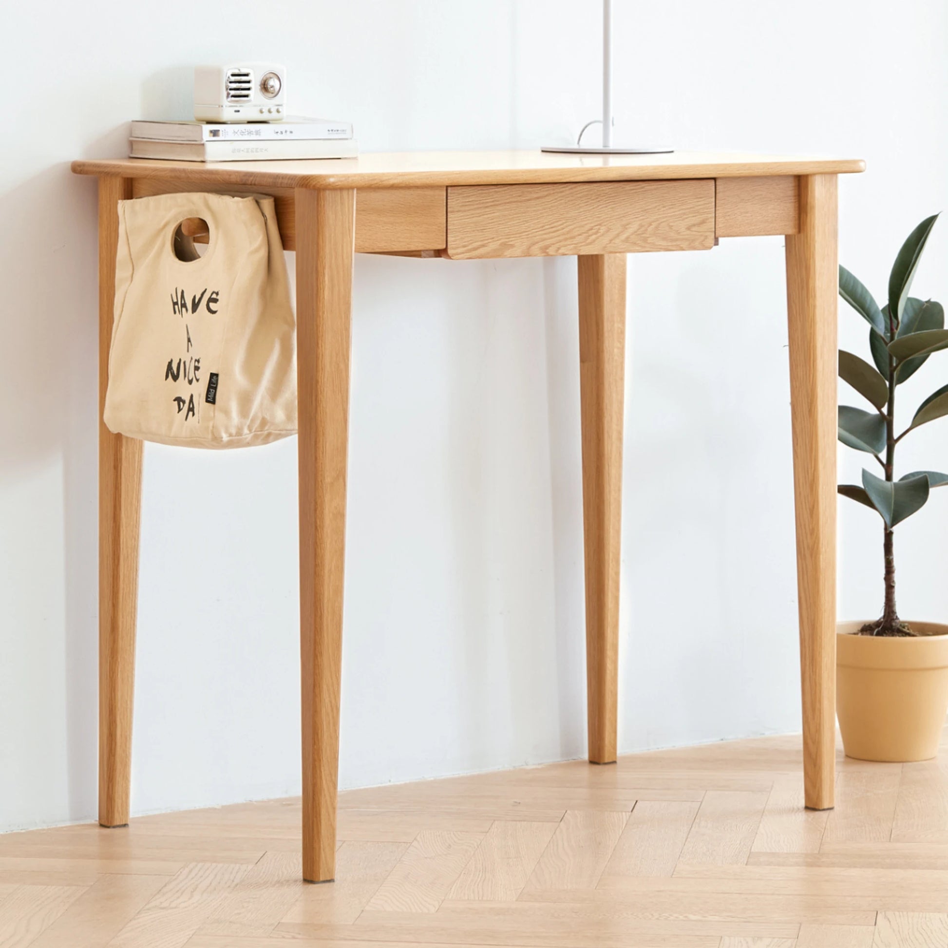 Solidwood Bailey Desk with 1 Drawer, Natural Wood