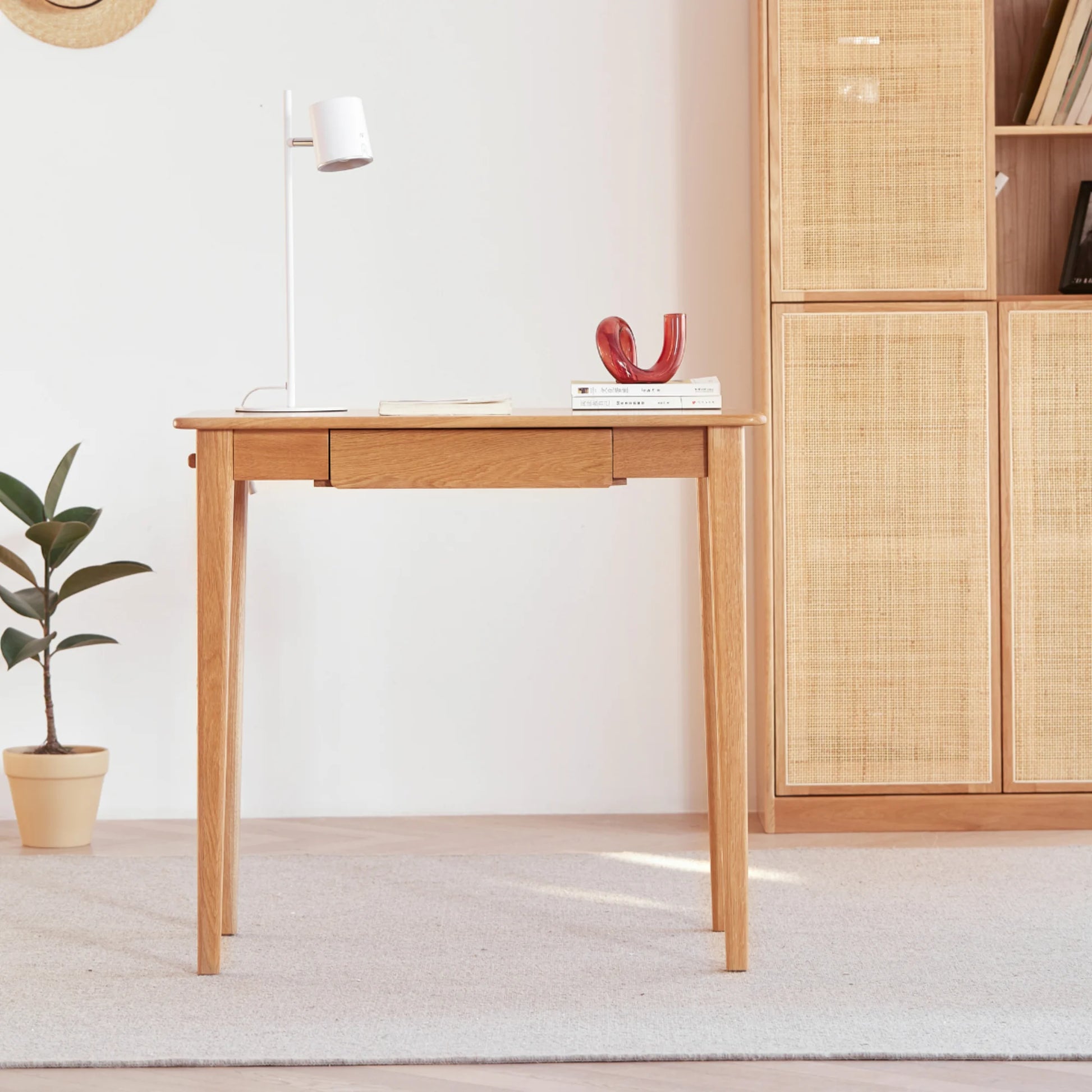 Solidwood Bailey Desk with 1 Drawer, Natural Wood
