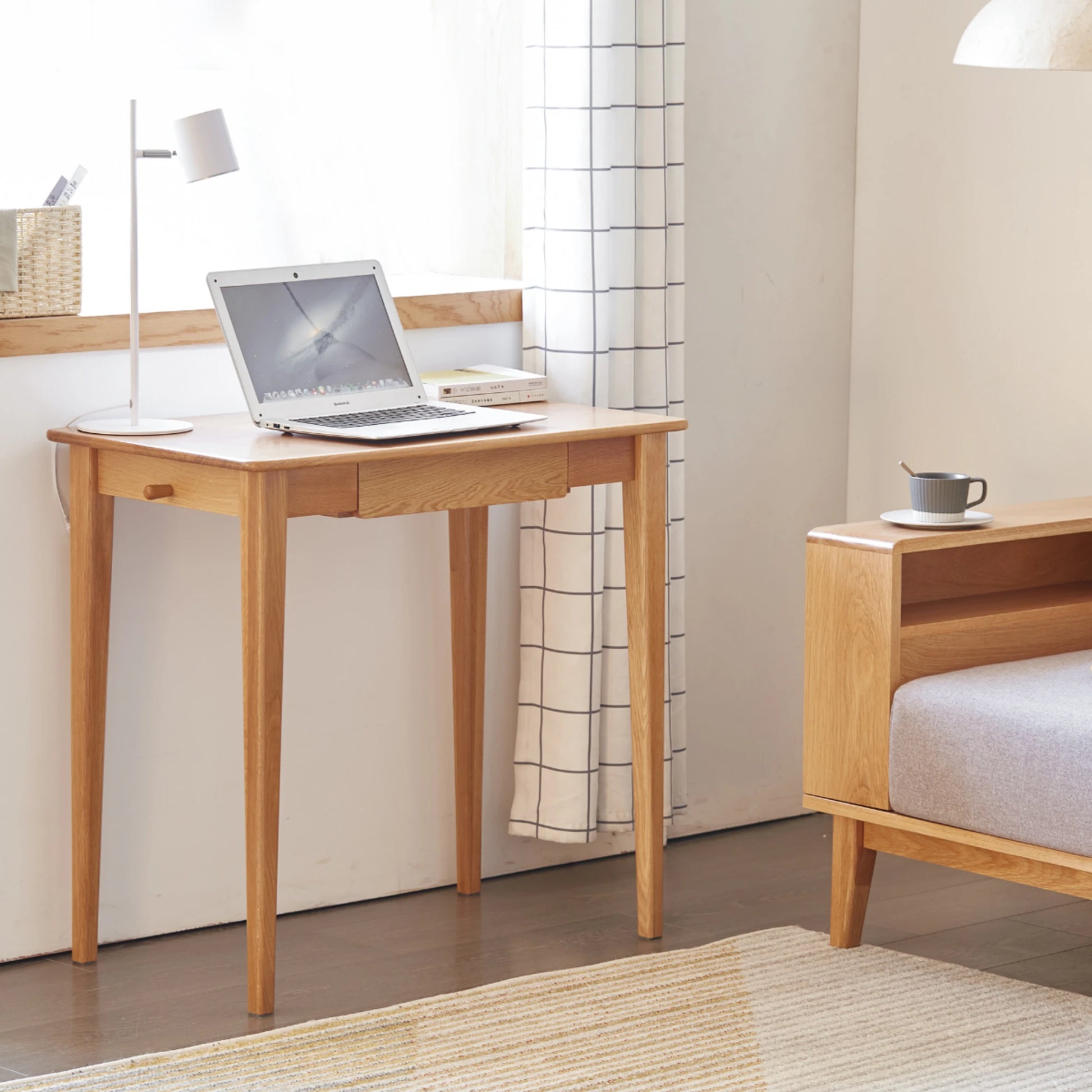 Solidwood Bailey Desk with 1 Drawer, Natural Wood
