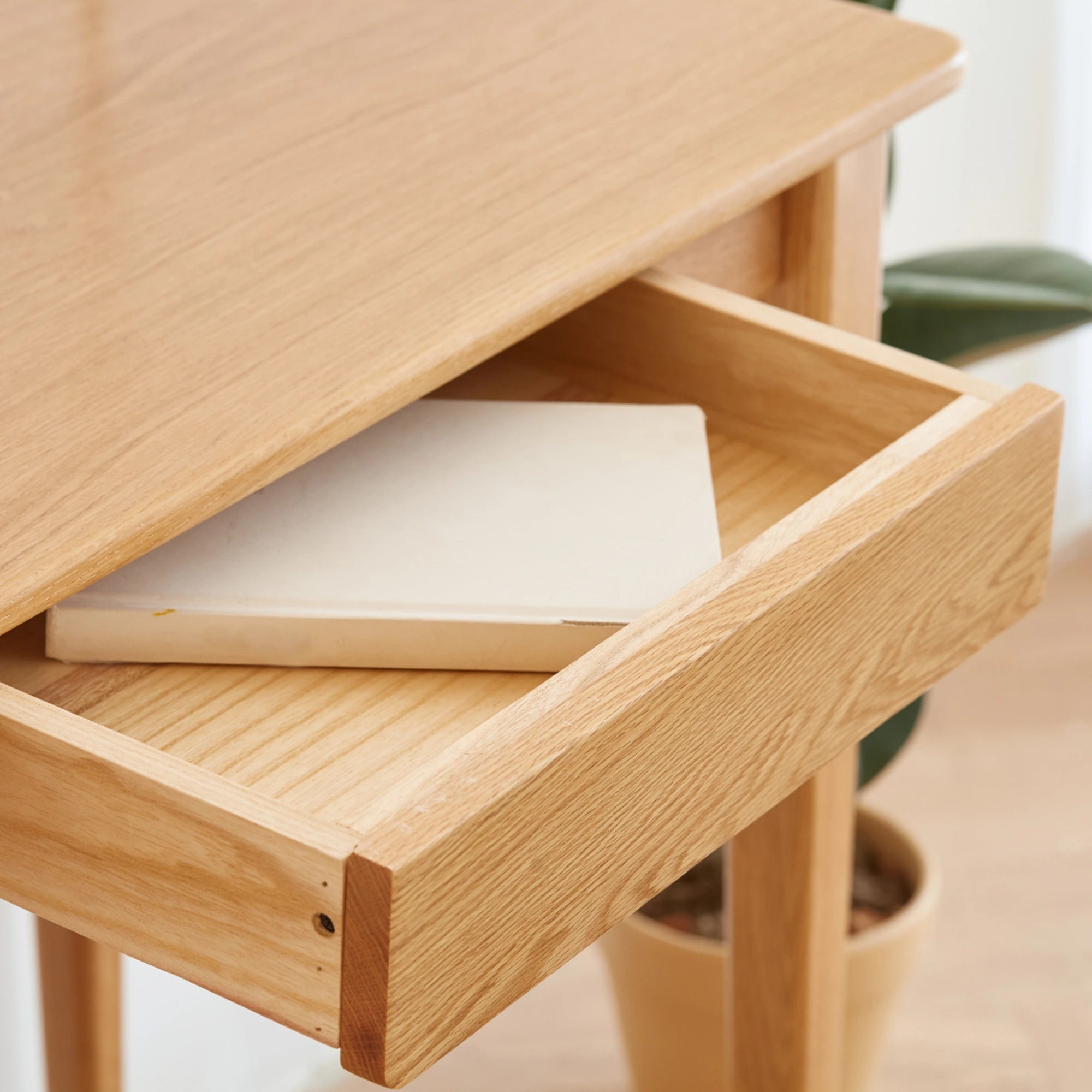 Solidwood Bailey Desk with 1 Drawer, Natural Wood