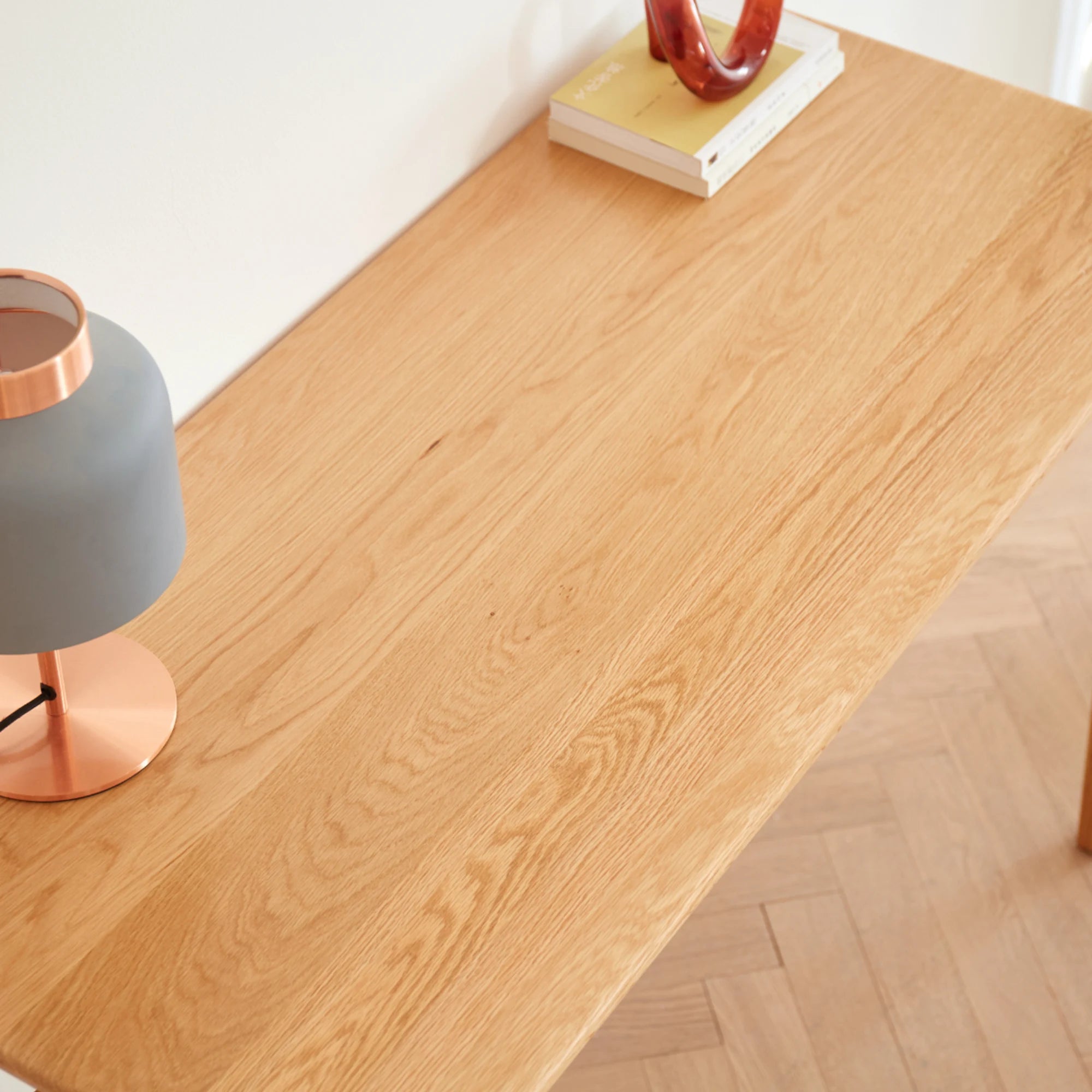 Solidwood Bailey Desk with 2 Drawers, Natural Wood