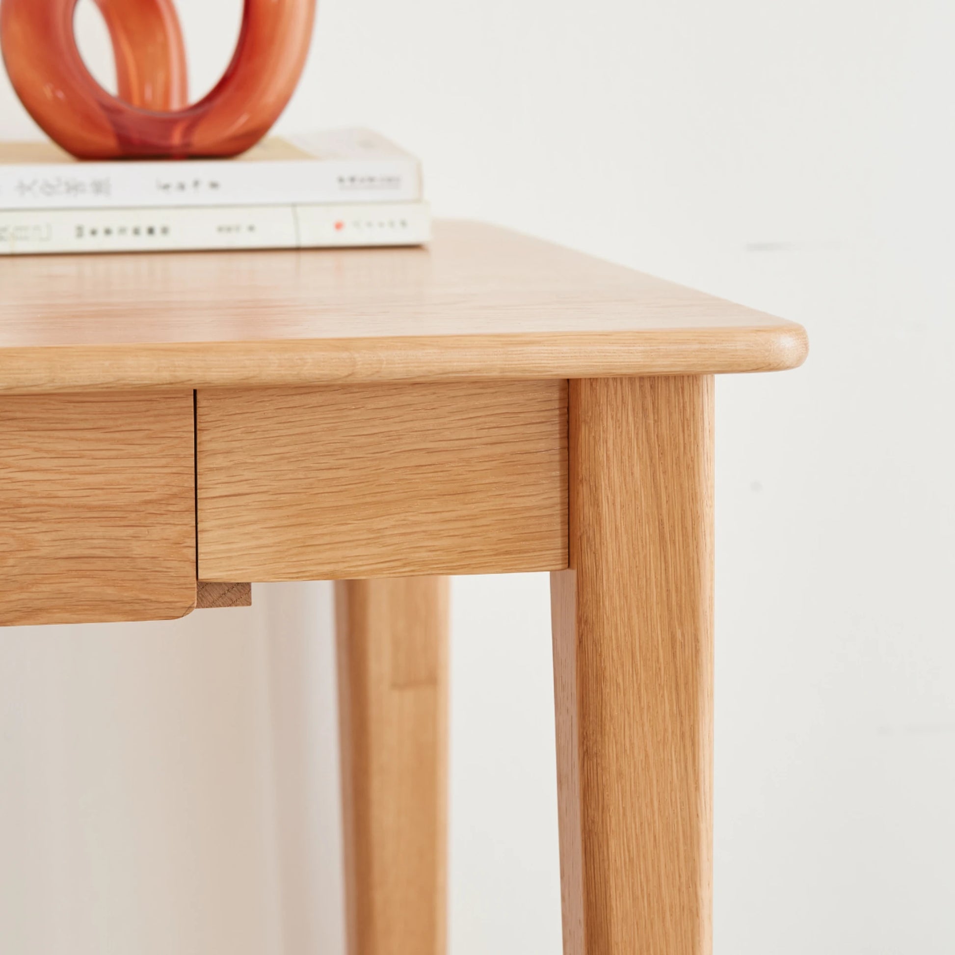 Solidwood Bailey Desk with 2 Drawers, Natural Wood