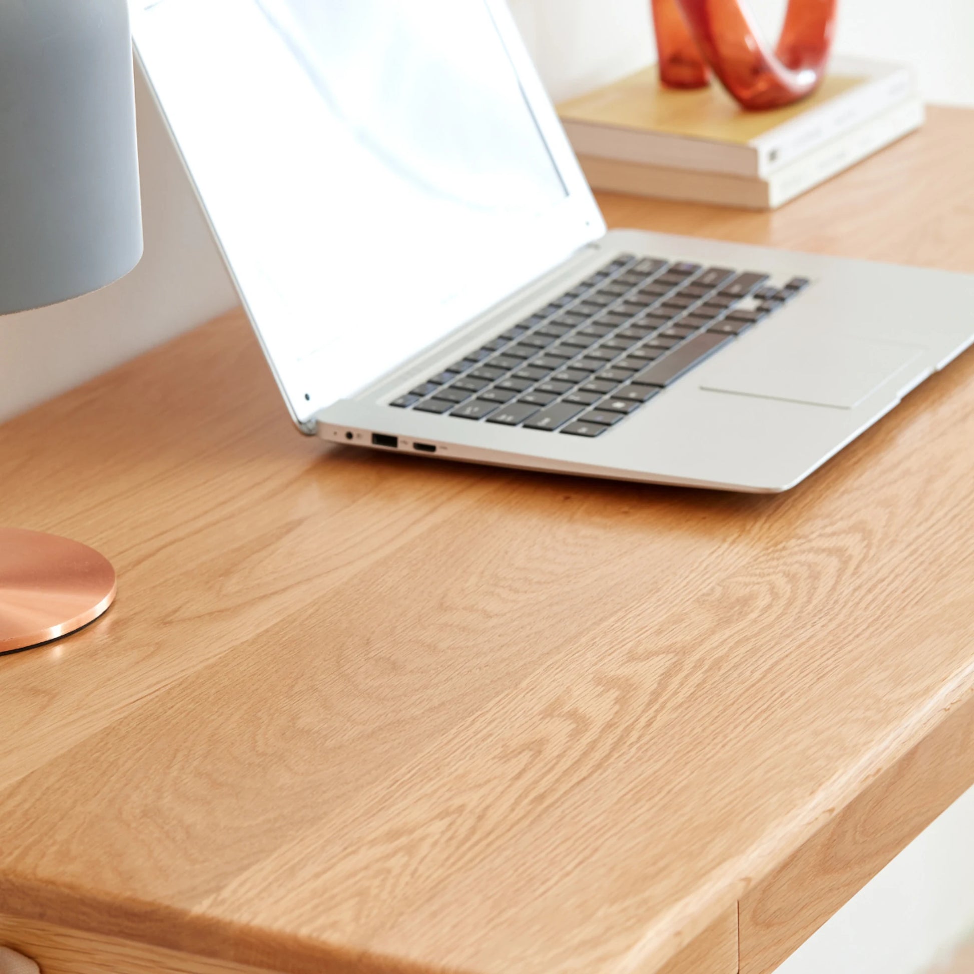 Solidwood Bailey Desk with 2 Drawers, Natural Wood