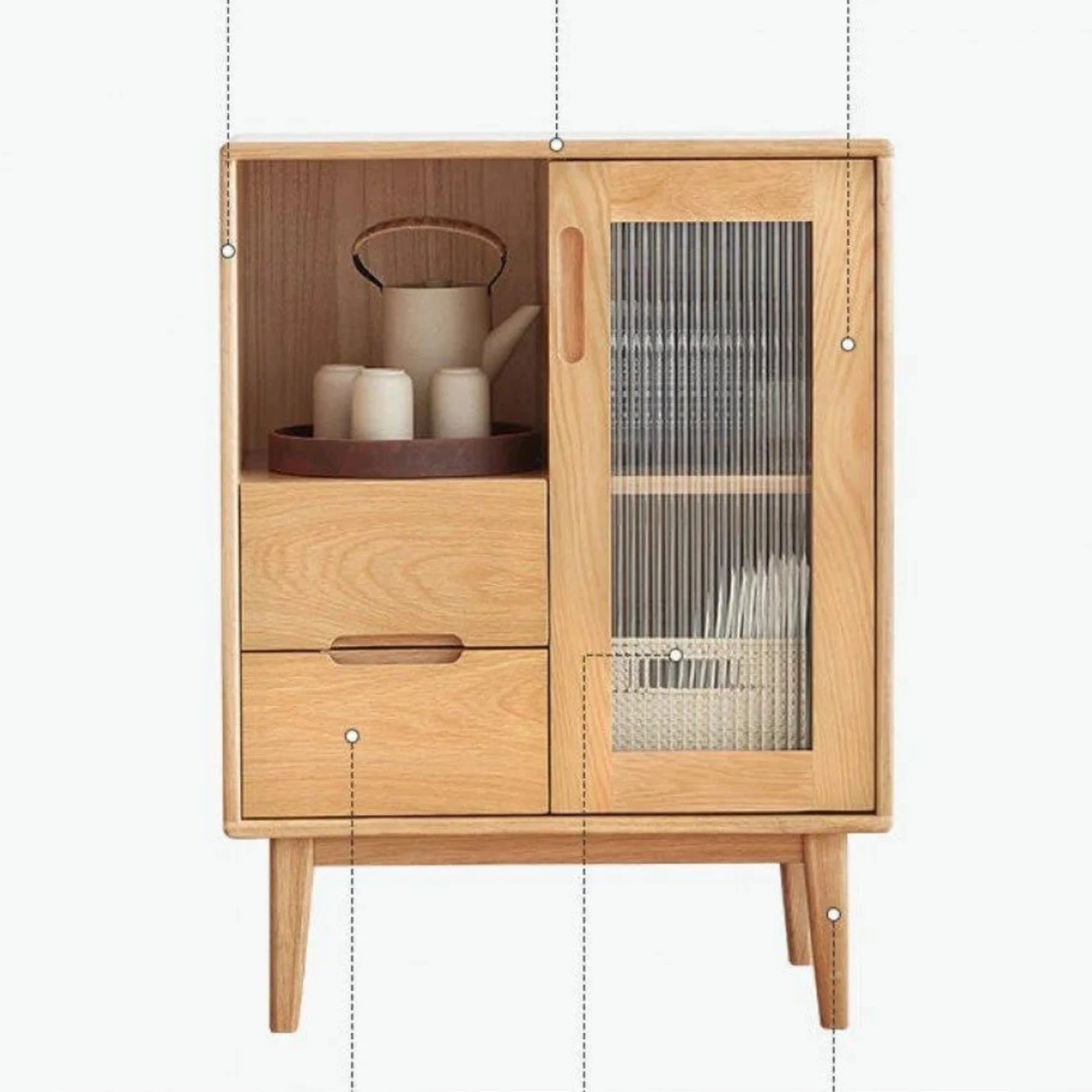 Solidwood Bailey Sideboard, 60x40X80CM, Natural Wood