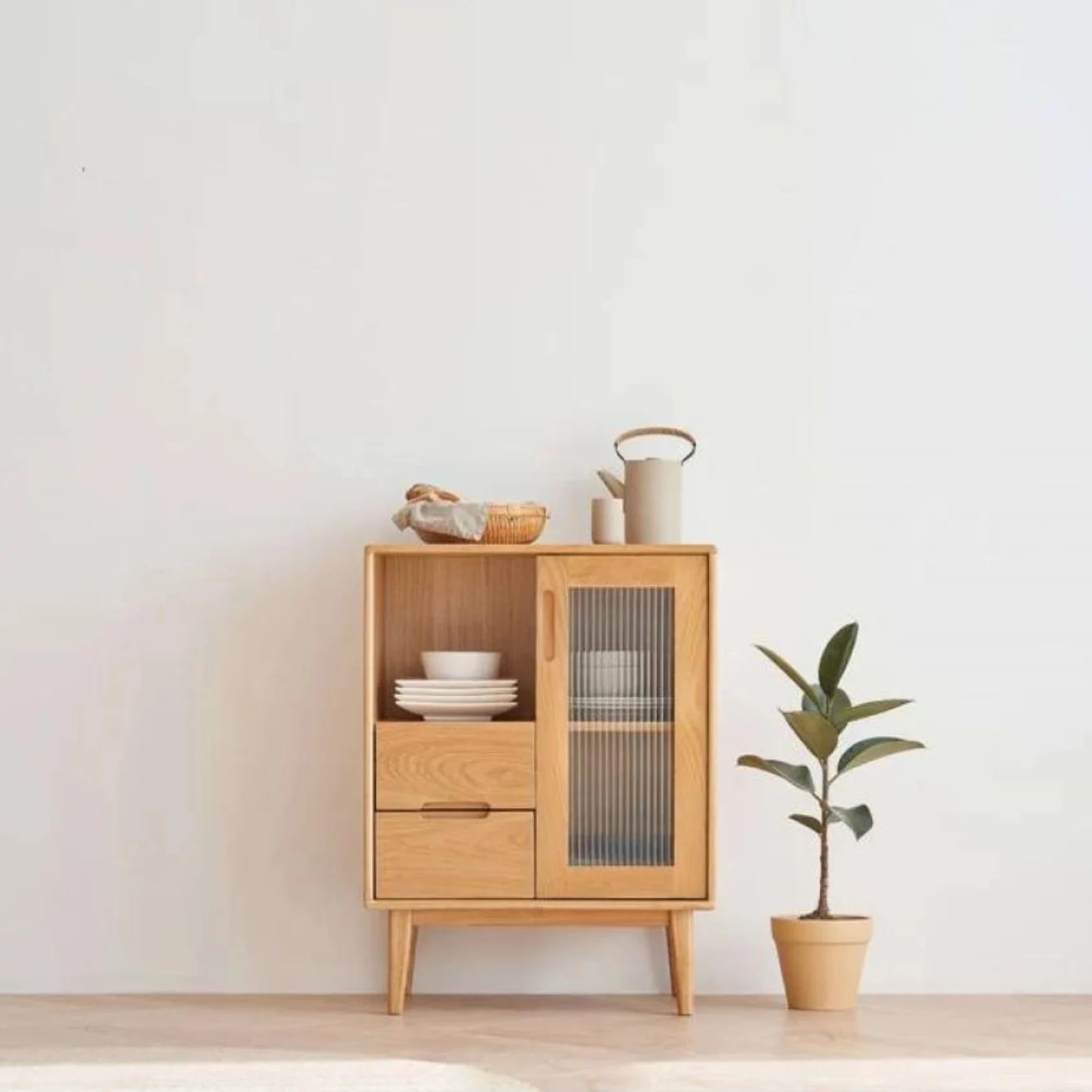 Solidwood Bailey Sideboard, 60x40X80CM, Natural Wood