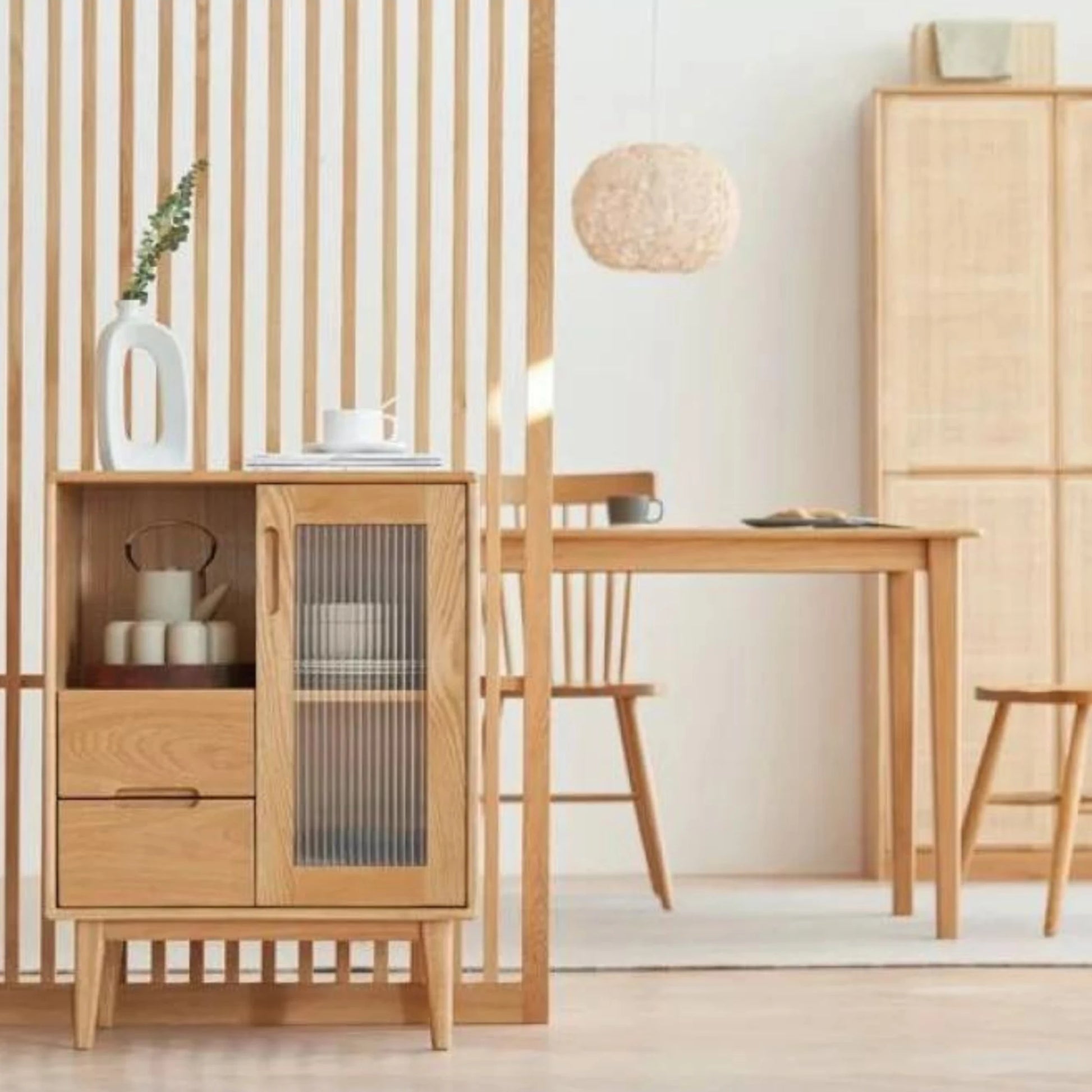 Solidwood Bailey Sideboard, 60x40X80CM, Natural Wood