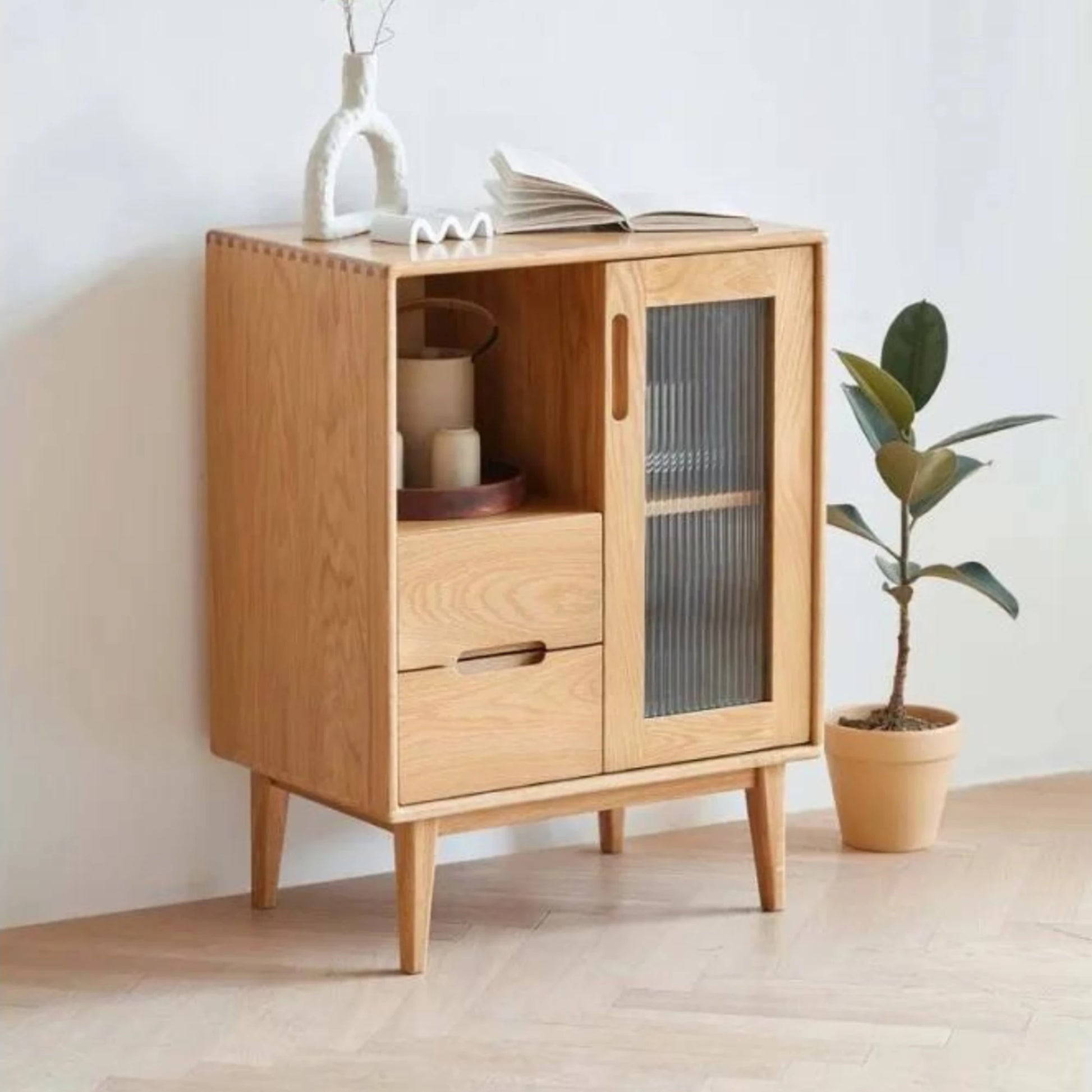 Solidwood Bailey Sideboard, 60x40X80CM, Natural Wood