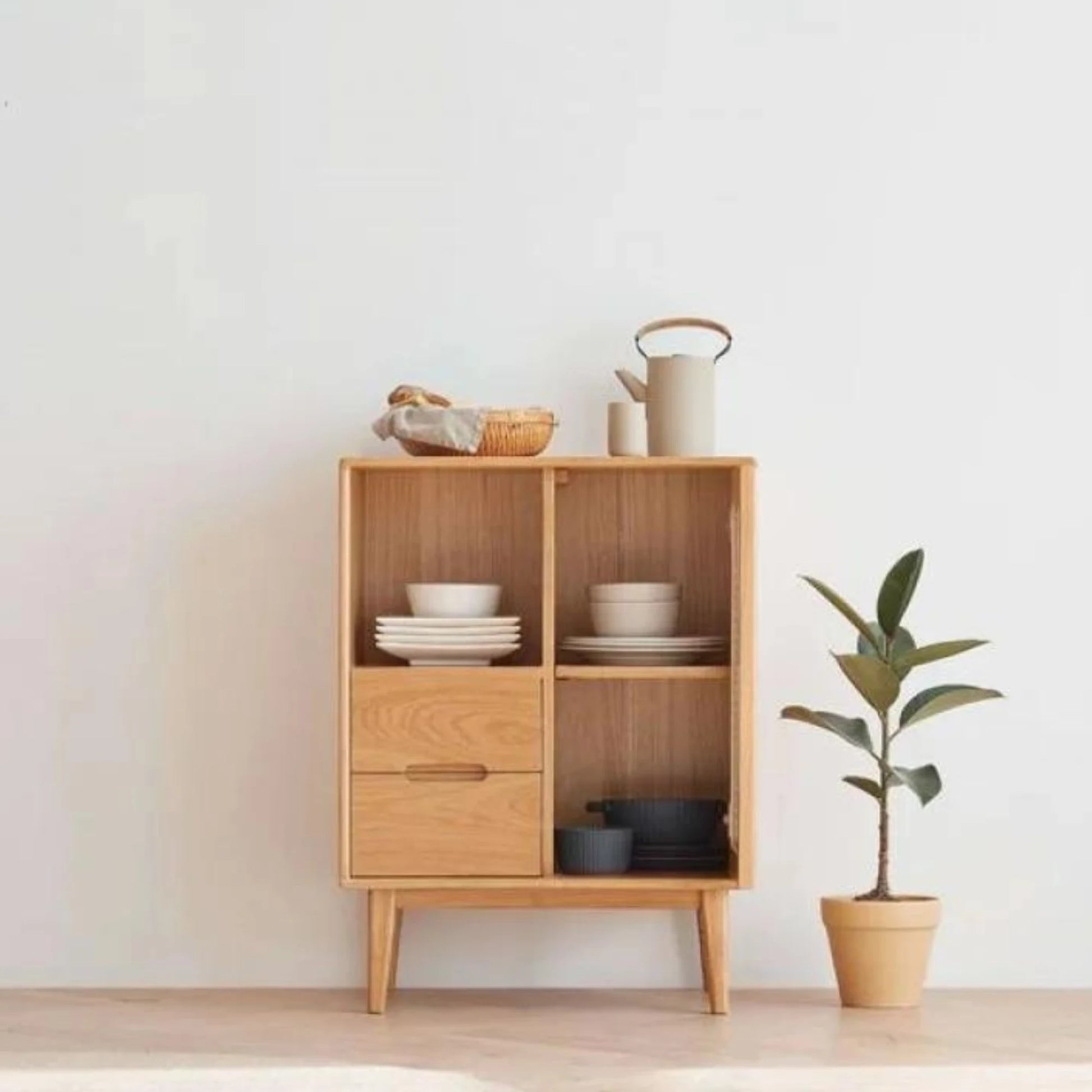 Solidwood Bailey Sideboard, 60x40X80CM, Natural Wood