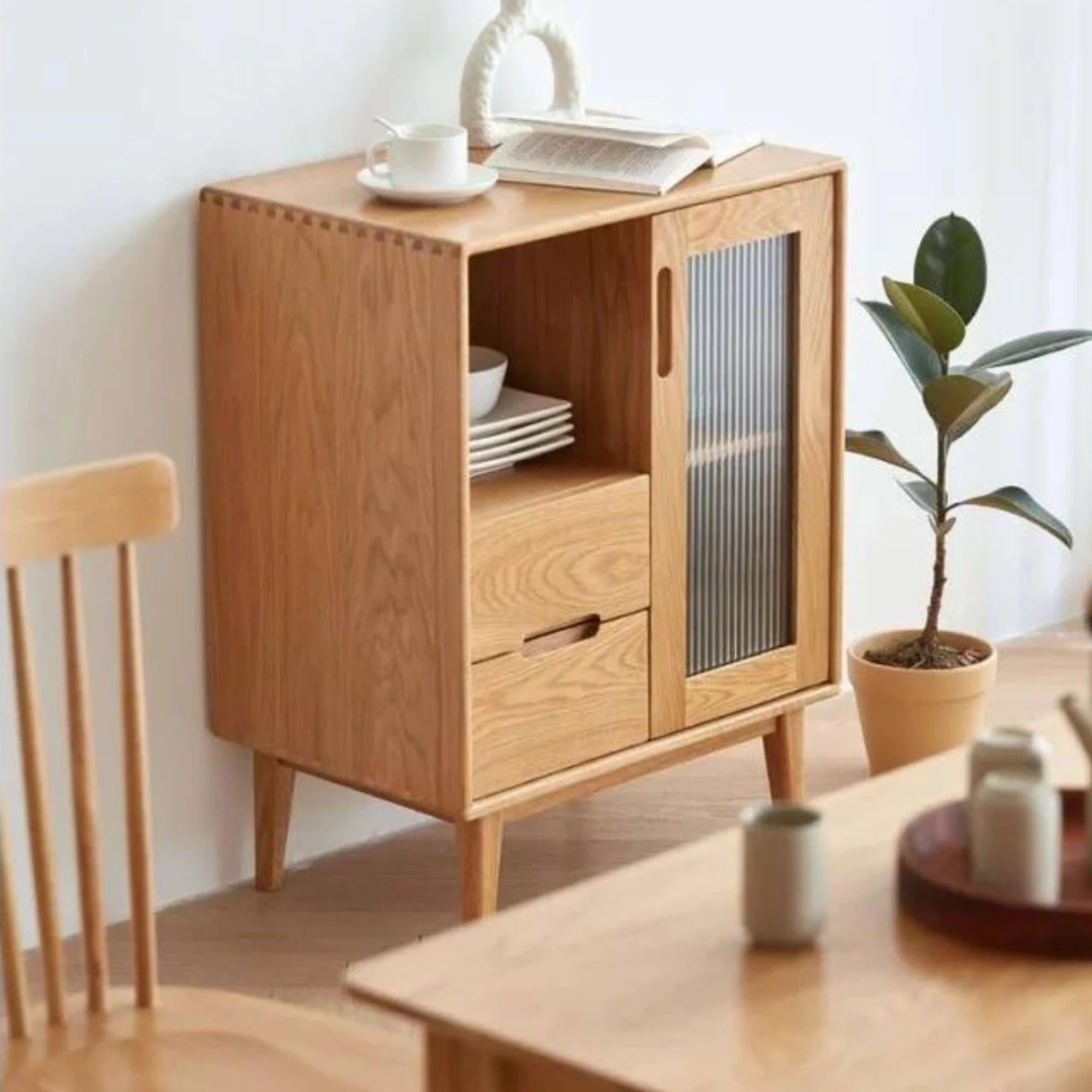 Solidwood Bailey Sideboard, 60x40X80CM, Natural Wood